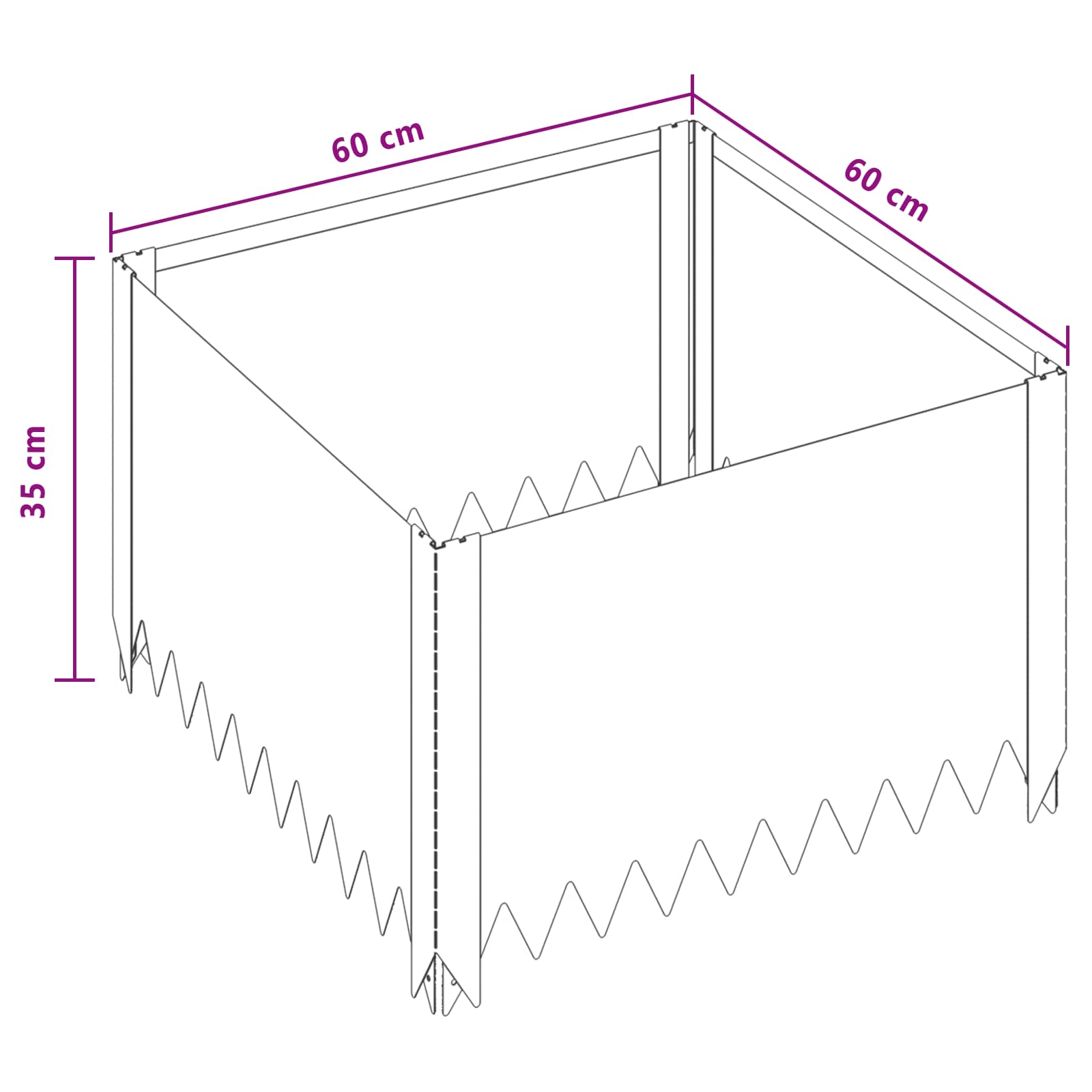 Lawn Edging 60 x 60 x 35 cm Steel Rusty