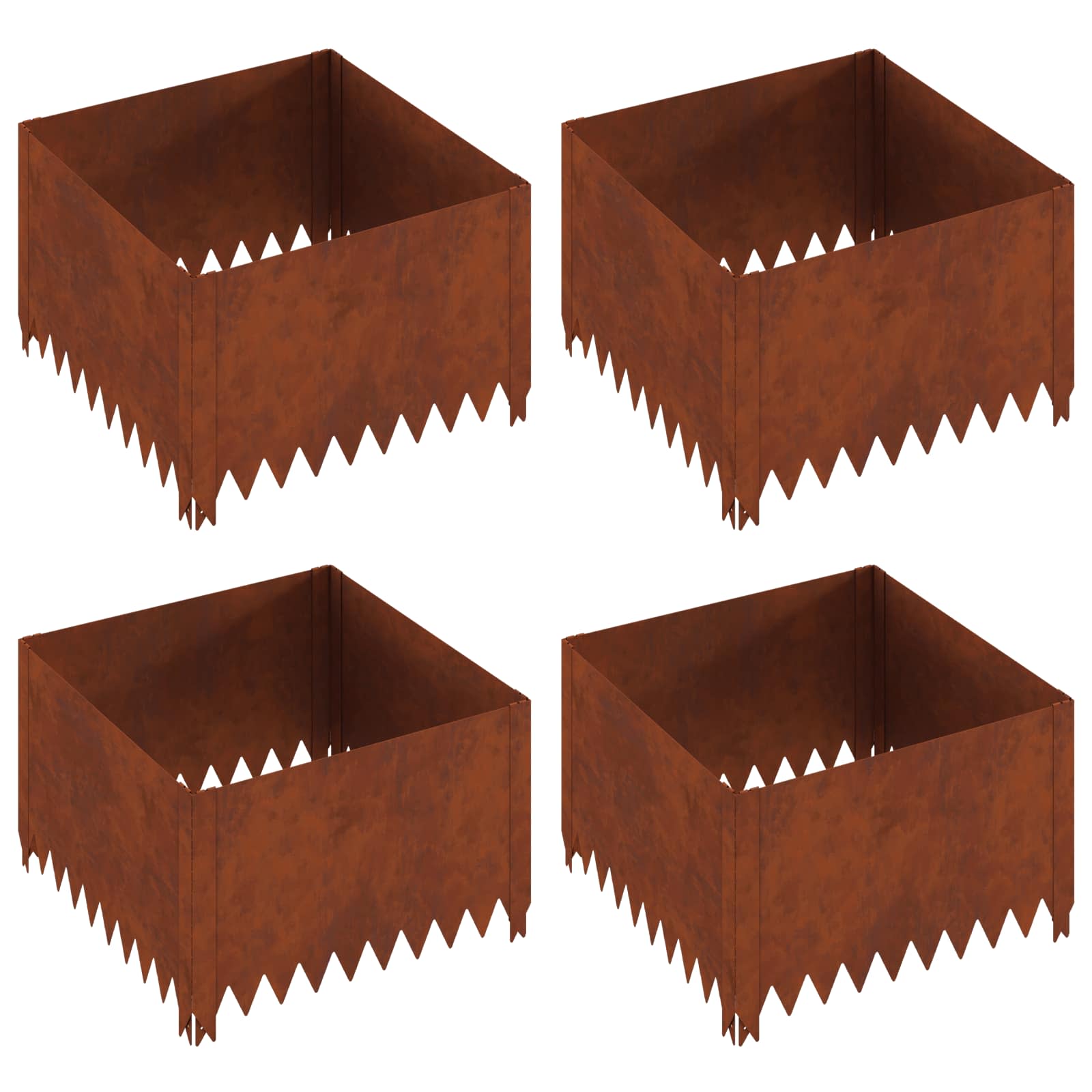 Lawn Edging 4 pcs 60 x 60 x 35 cm Steel Rusty