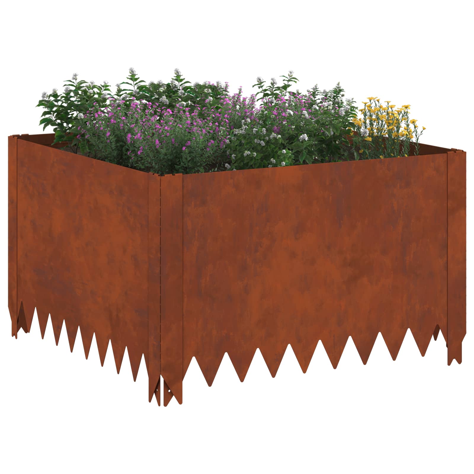Lawn Edging 4 pcs 60 x 60 x 35 cm Steel Rusty