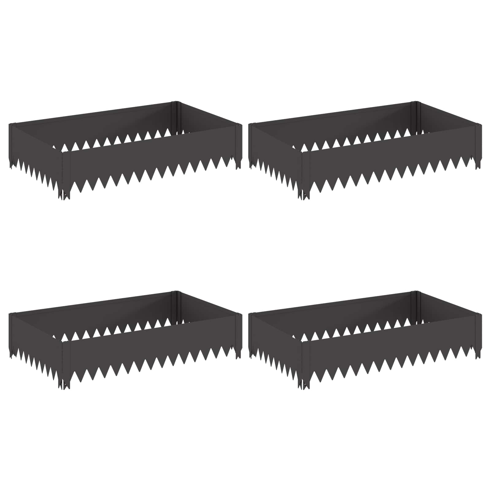 Lawn Edging 4 pcs 100 x 60 x 20 cm Steel Black