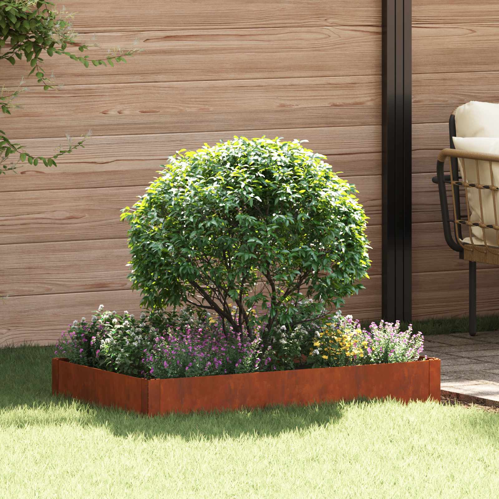 Lawn Edging 100 x 60 x 20 cm Steel Rusty