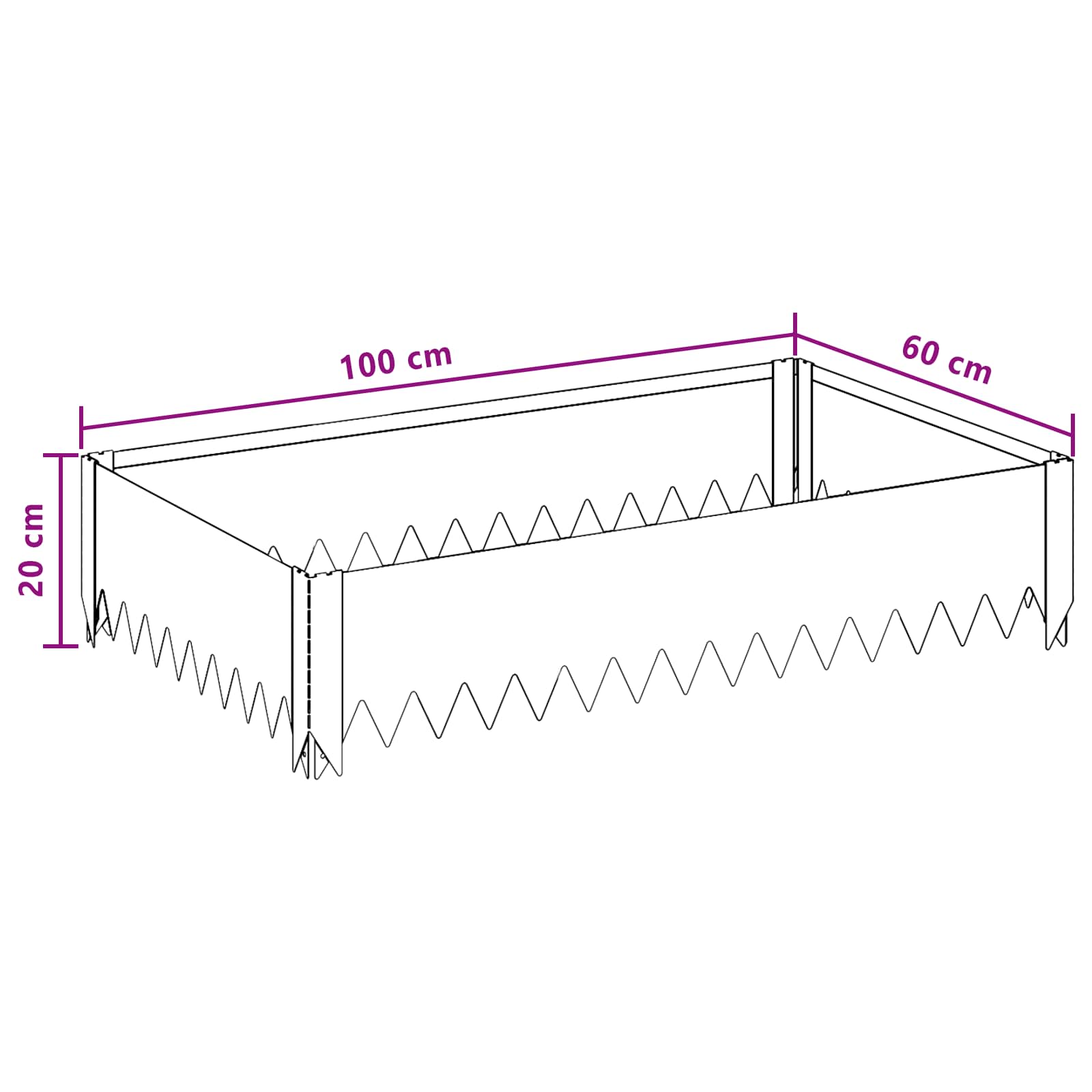 Lawn Edging 100 x 60 x 20 cm Steel Rusty