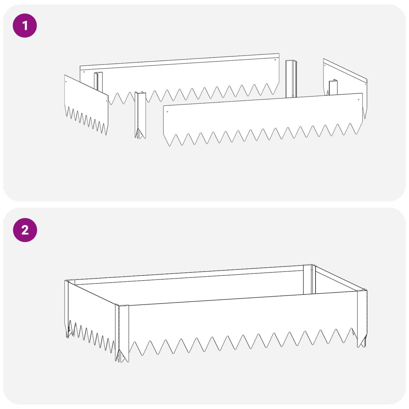 Lawn Edging 4 pcs 100 x 60 x 20 cm Steel Rusty