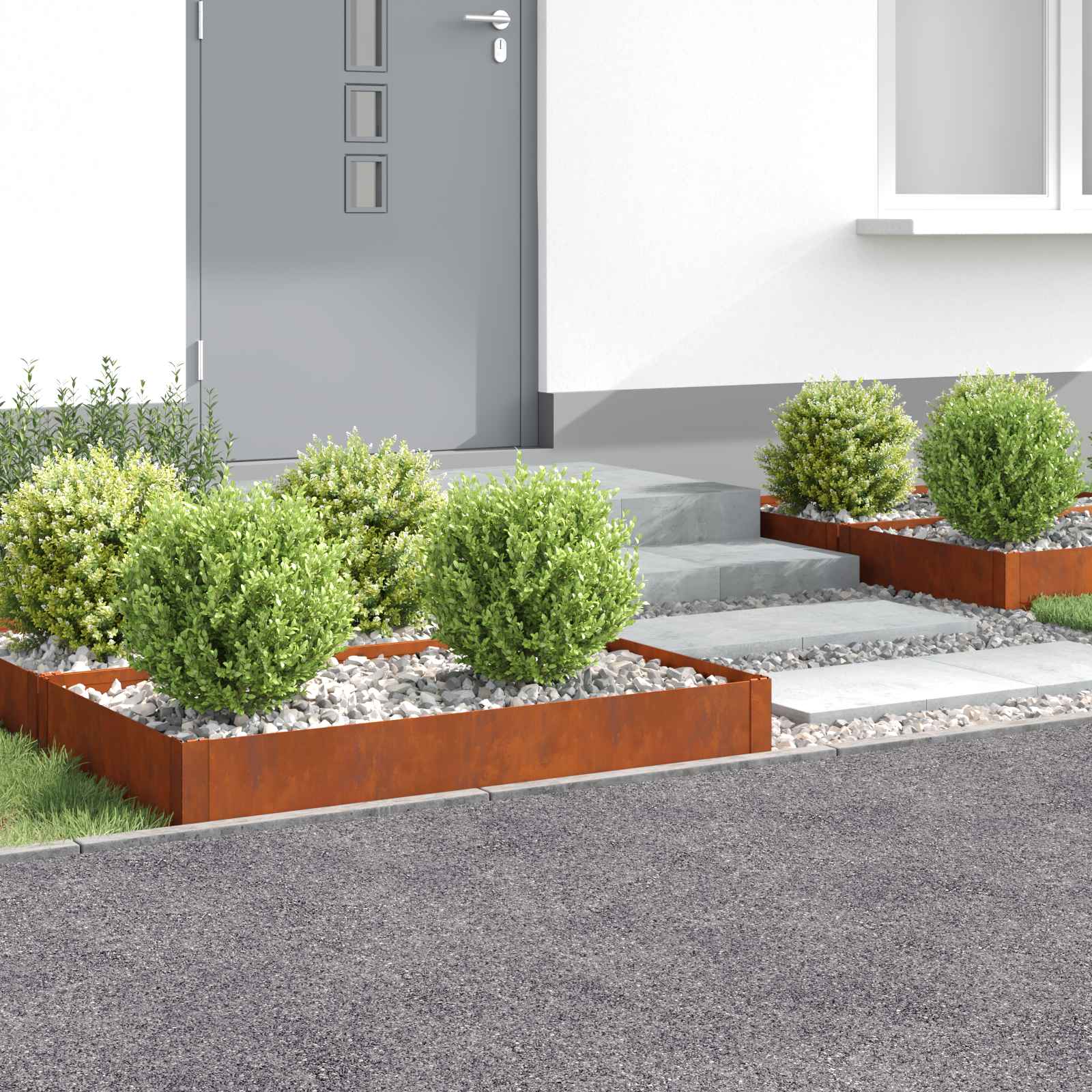 Lawn Edging 4 pcs 100 x 60 x 20 cm Steel Rusty