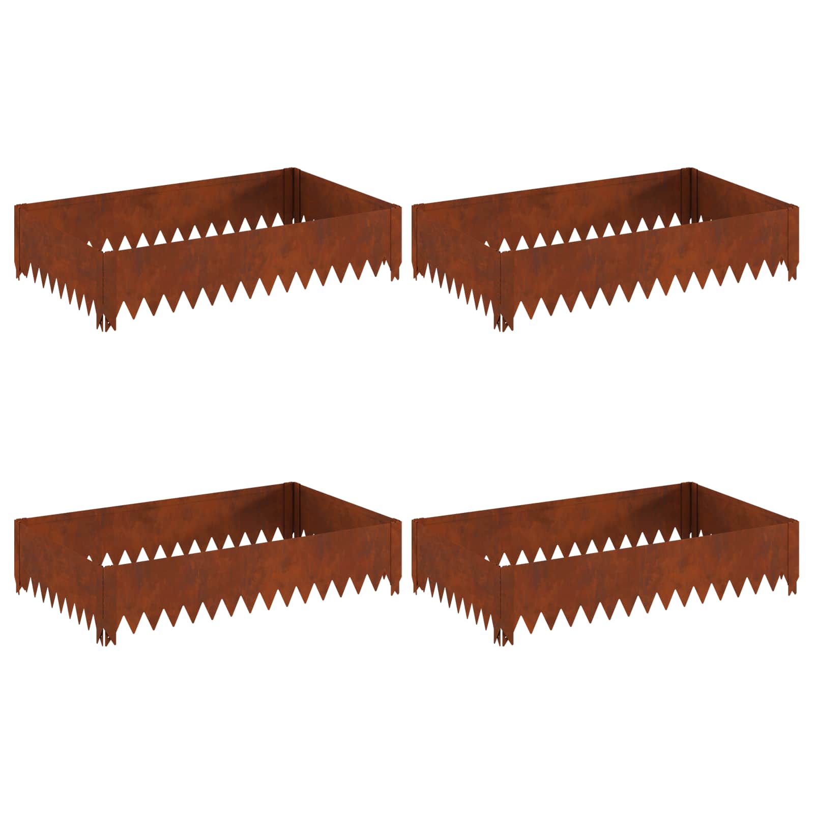 Lawn Edging 4 pcs 100 x 60 x 20 cm Steel Rusty