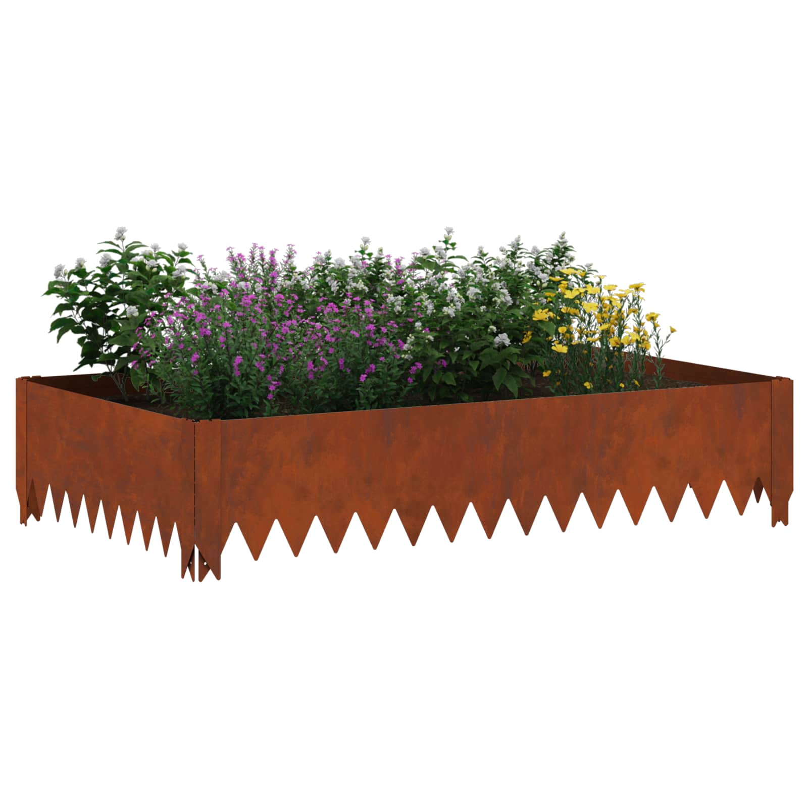 Lawn Edging 4 pcs 100 x 60 x 20 cm Steel Rusty