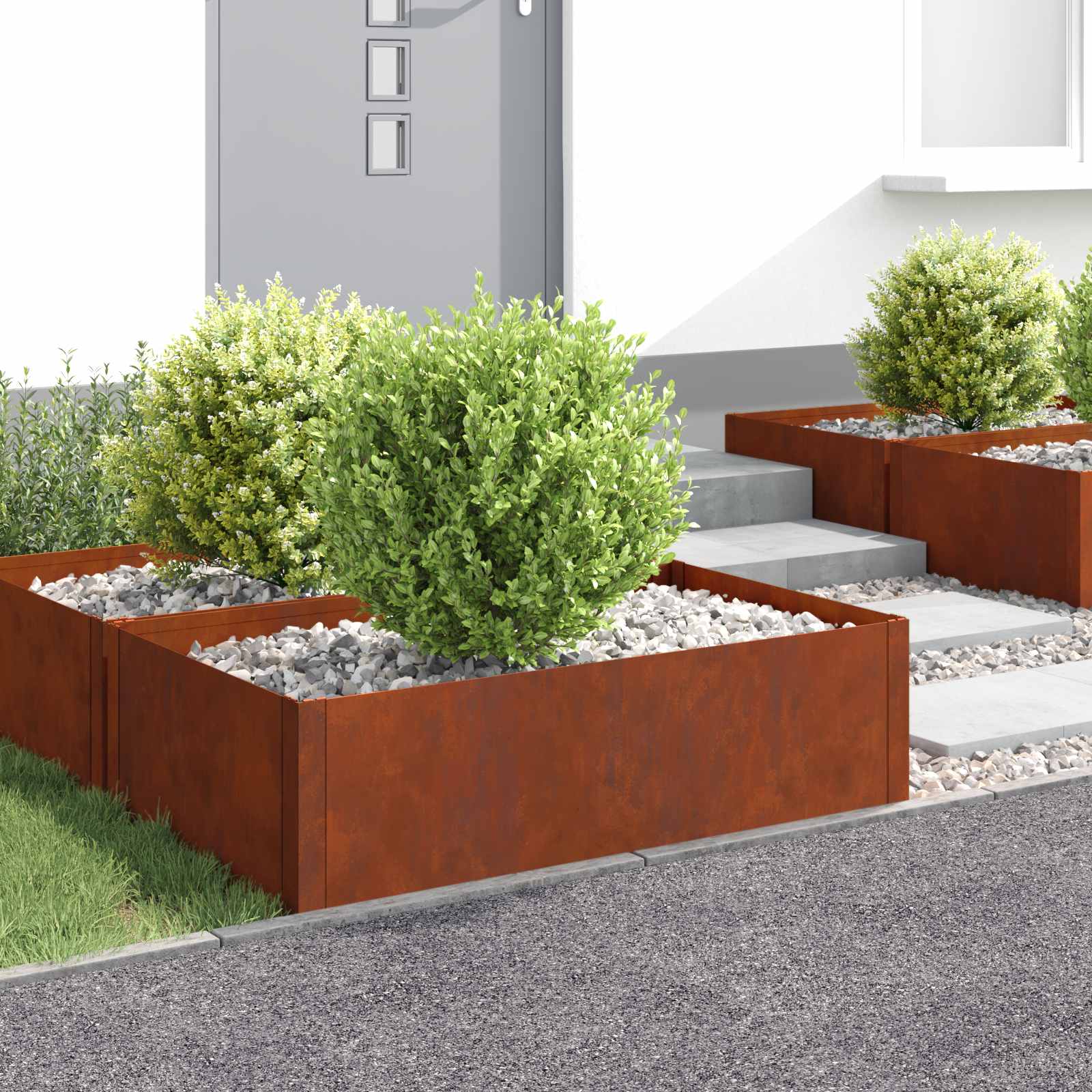 Lawn Edging 100 x 60 x 35 cm Steel Rusty