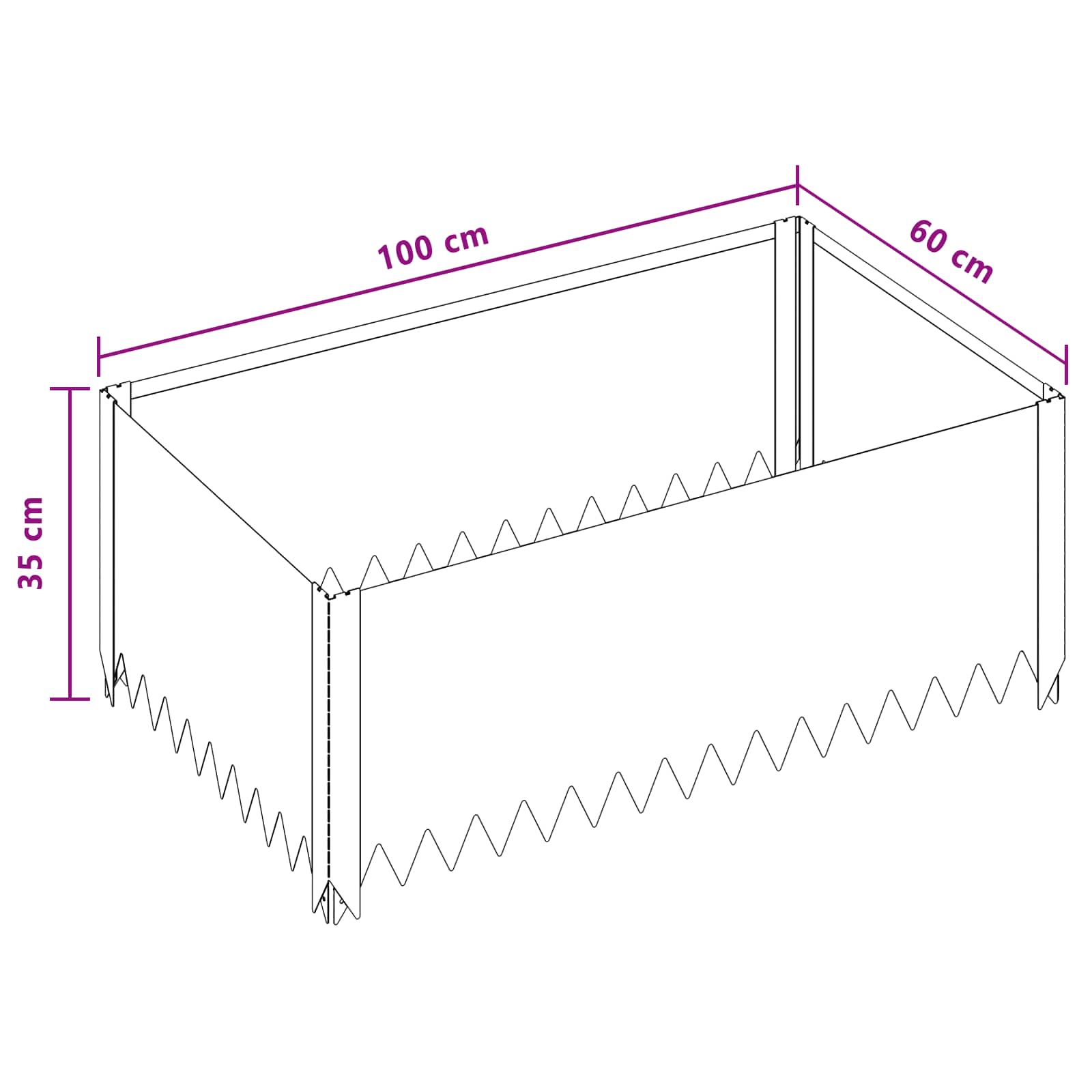 Lawn Edging 100 x 60 x 35 cm Steel Rusty