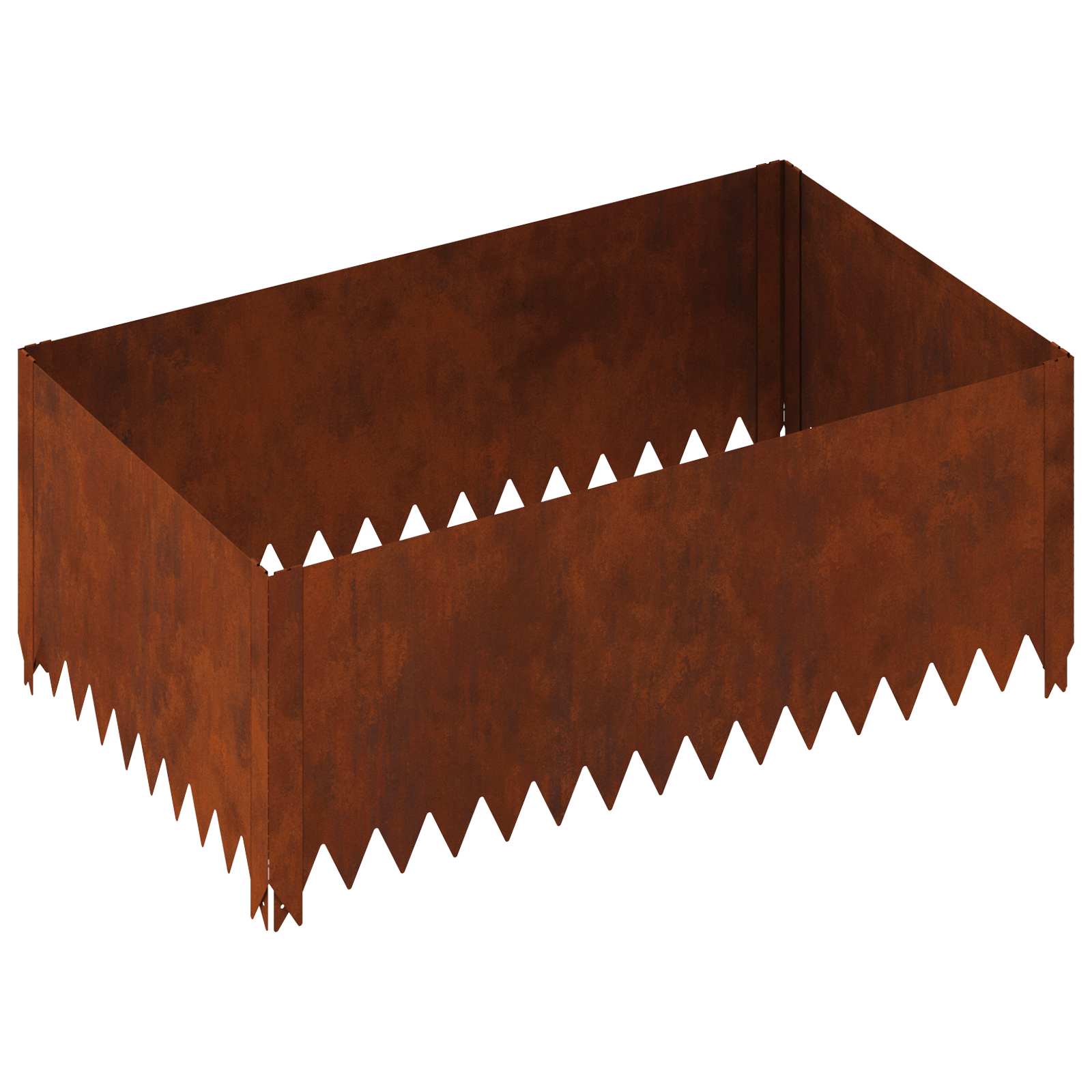 Lawn Edging 4 pcs 100 x 60 x 35 cm Steel Rusty