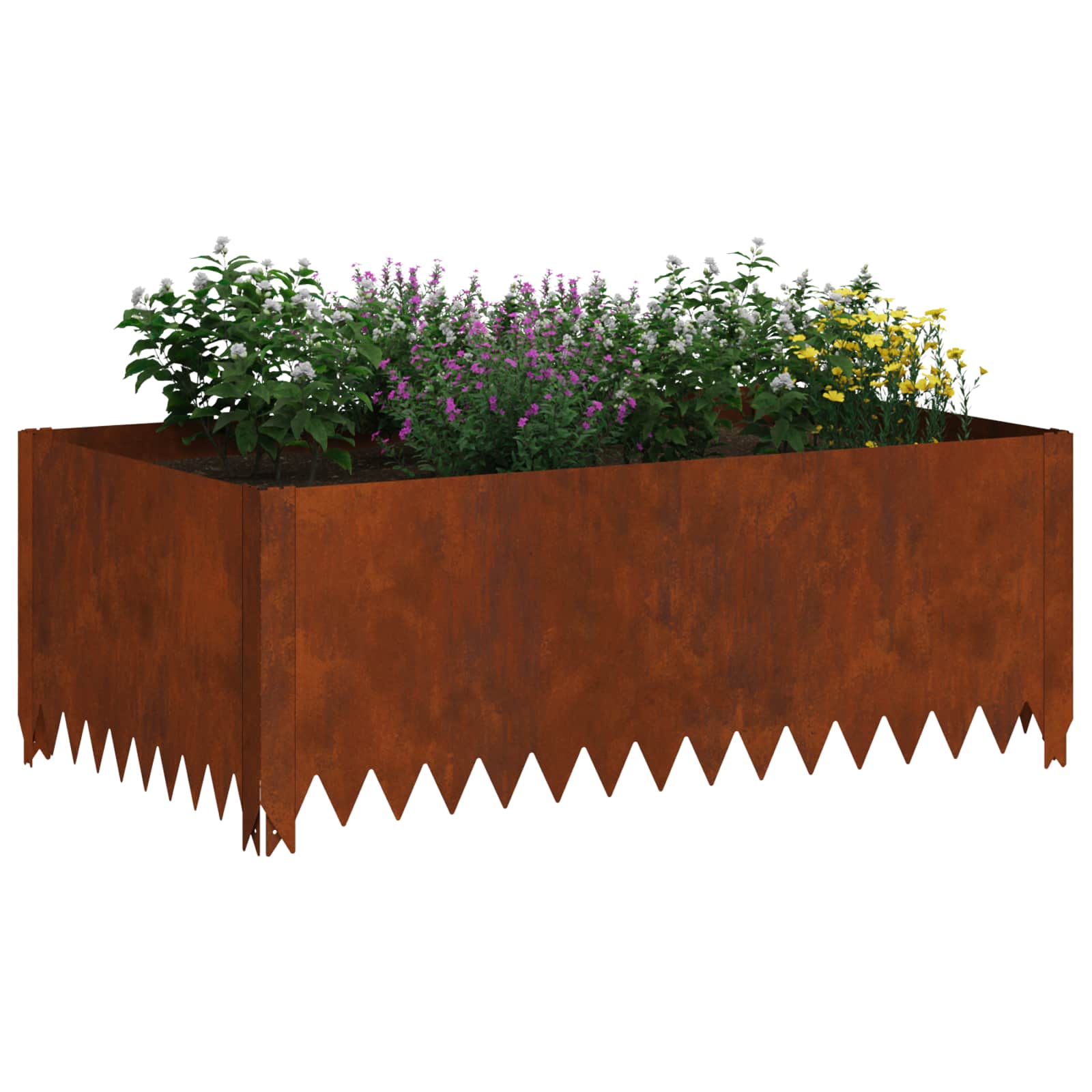 Lawn Edging 4 pcs 100 x 60 x 35 cm Steel Rusty