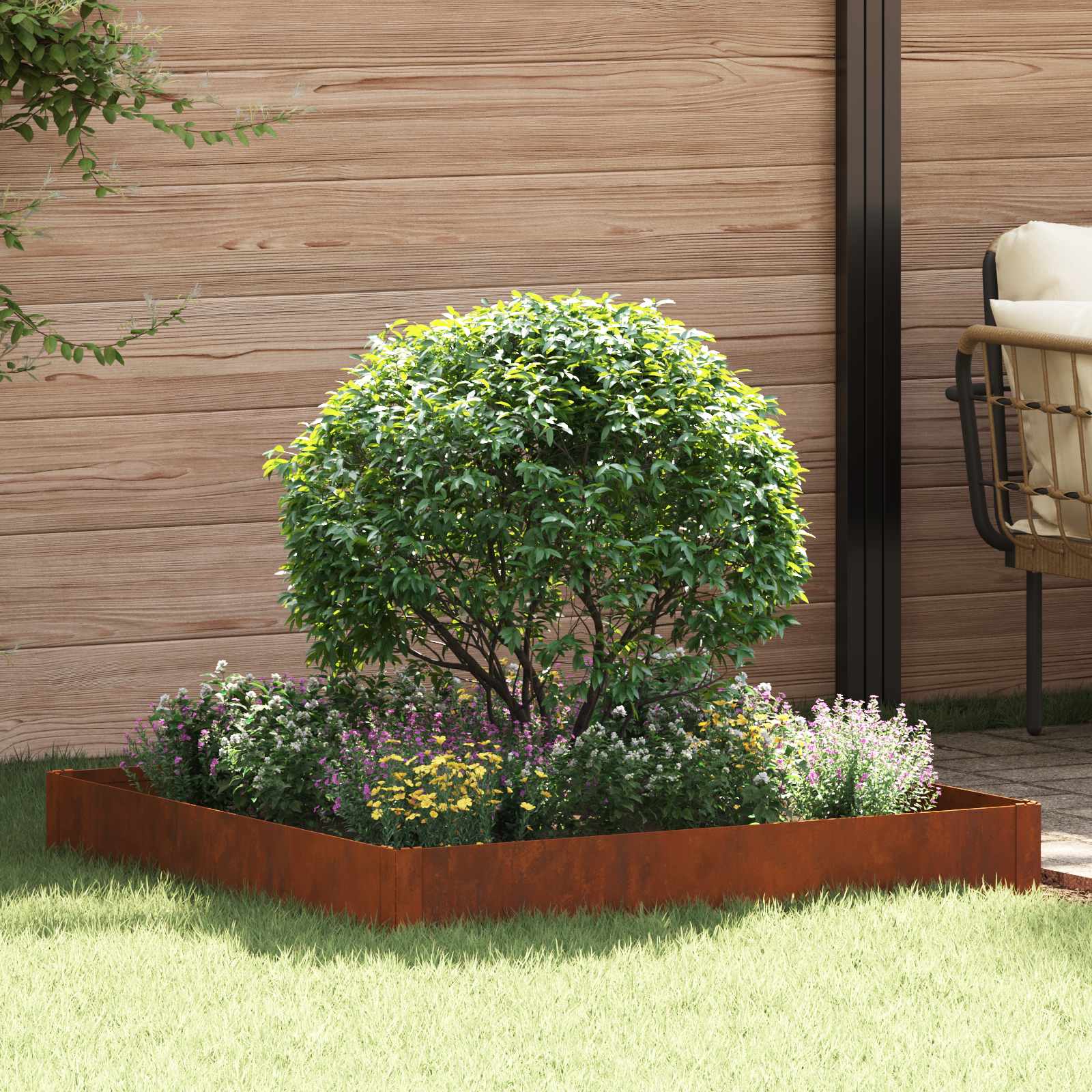 Lawn Edging 100 x 100 x 20 cm Steel Rusty