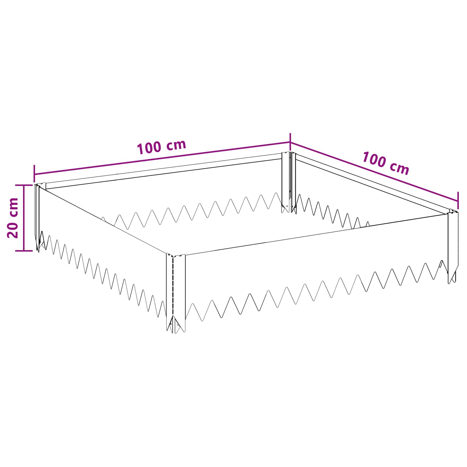 Lawn Edging 100 x 100 x 20 cm Steel Rusty