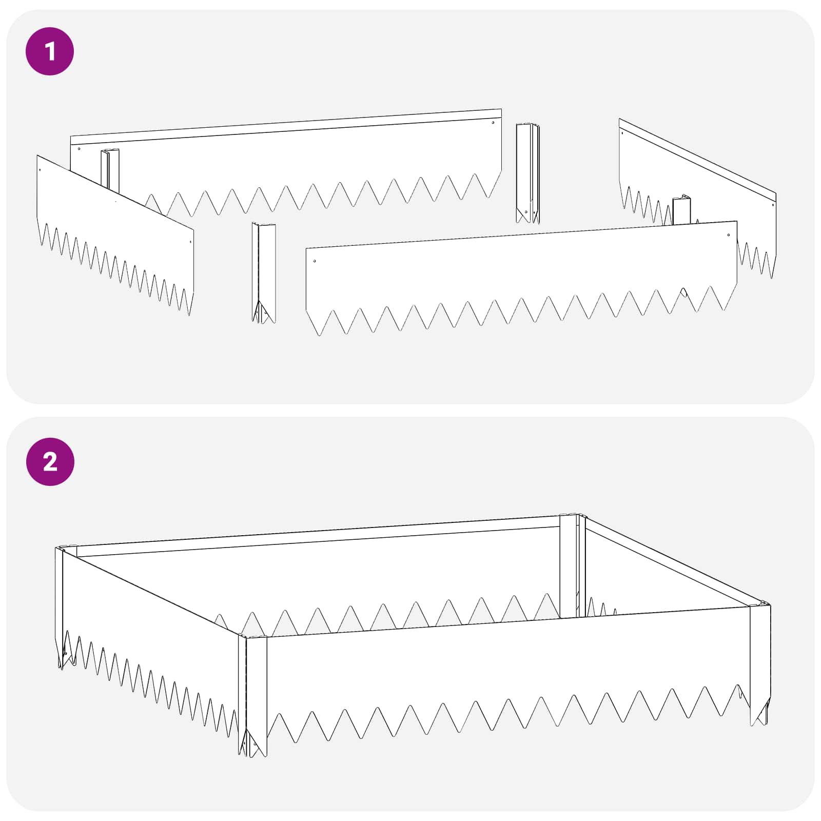 Lawn Edging 4 pcs 100 x 100 x 20 cm Steel Rusty