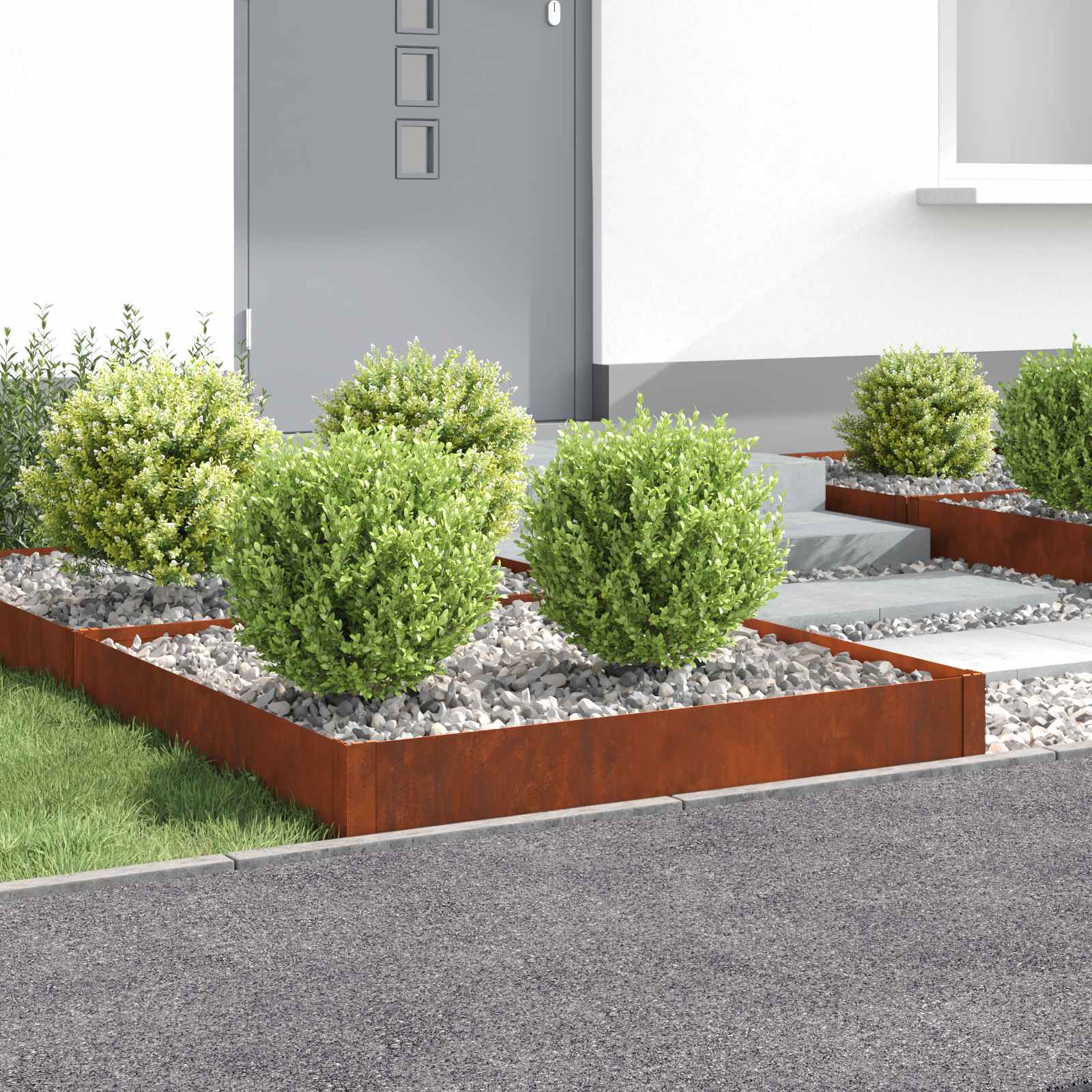 Lawn Edging 4 pcs 100 x 100 x 20 cm Steel Rusty