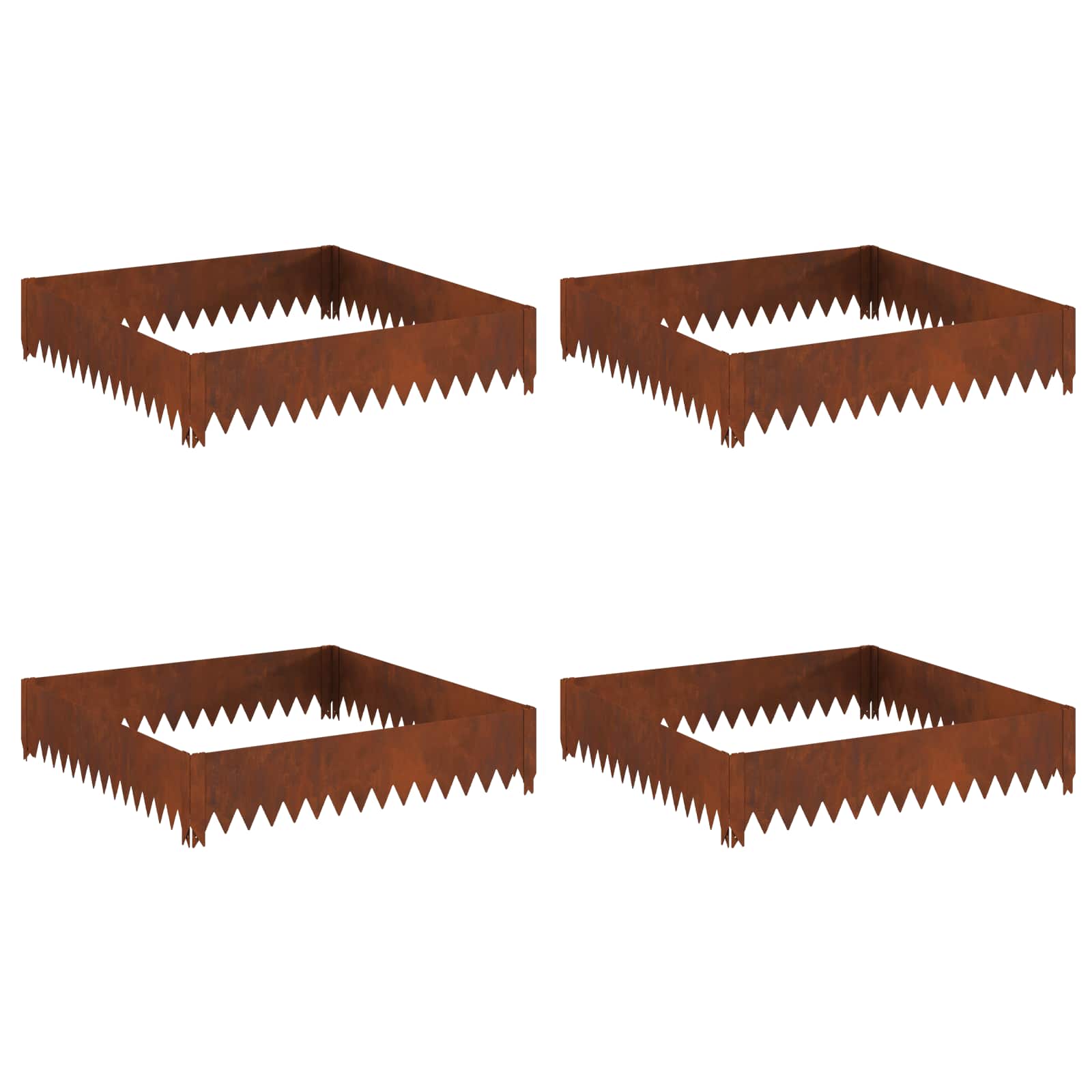 Lawn Edging 4 pcs 100 x 100 x 20 cm Steel Rusty