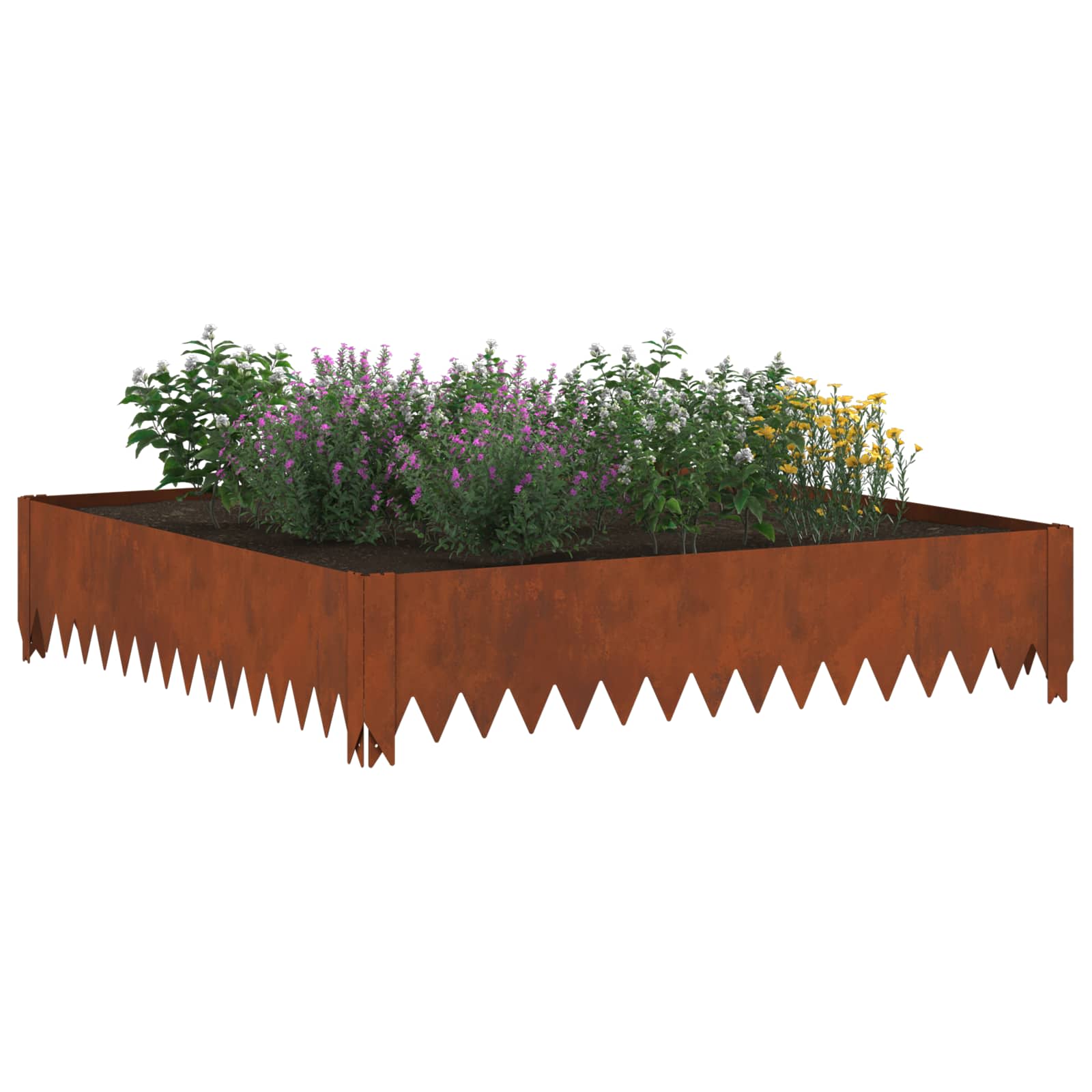 Lawn Edging 4 pcs 100 x 100 x 20 cm Steel Rusty