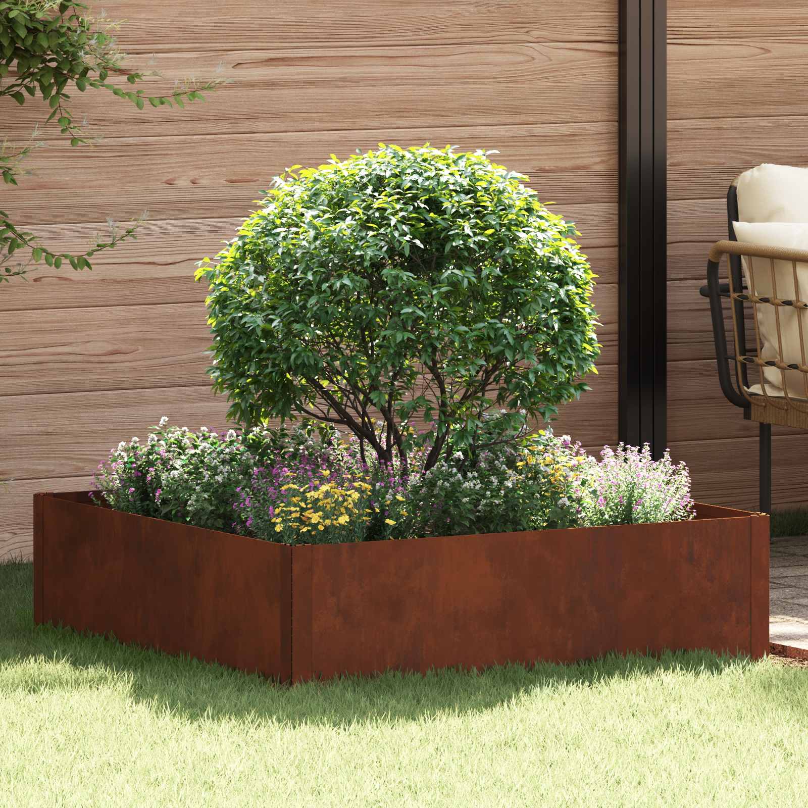 Lawn Edging 100 x 100 x 35 cm Steel Rusty