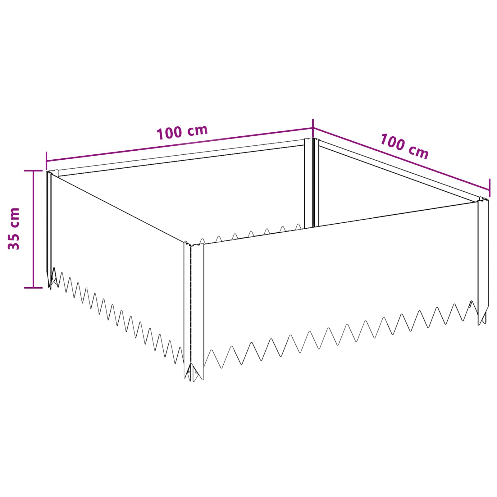 Lawn Edging 100 x 100 x 35 cm Steel Rusty