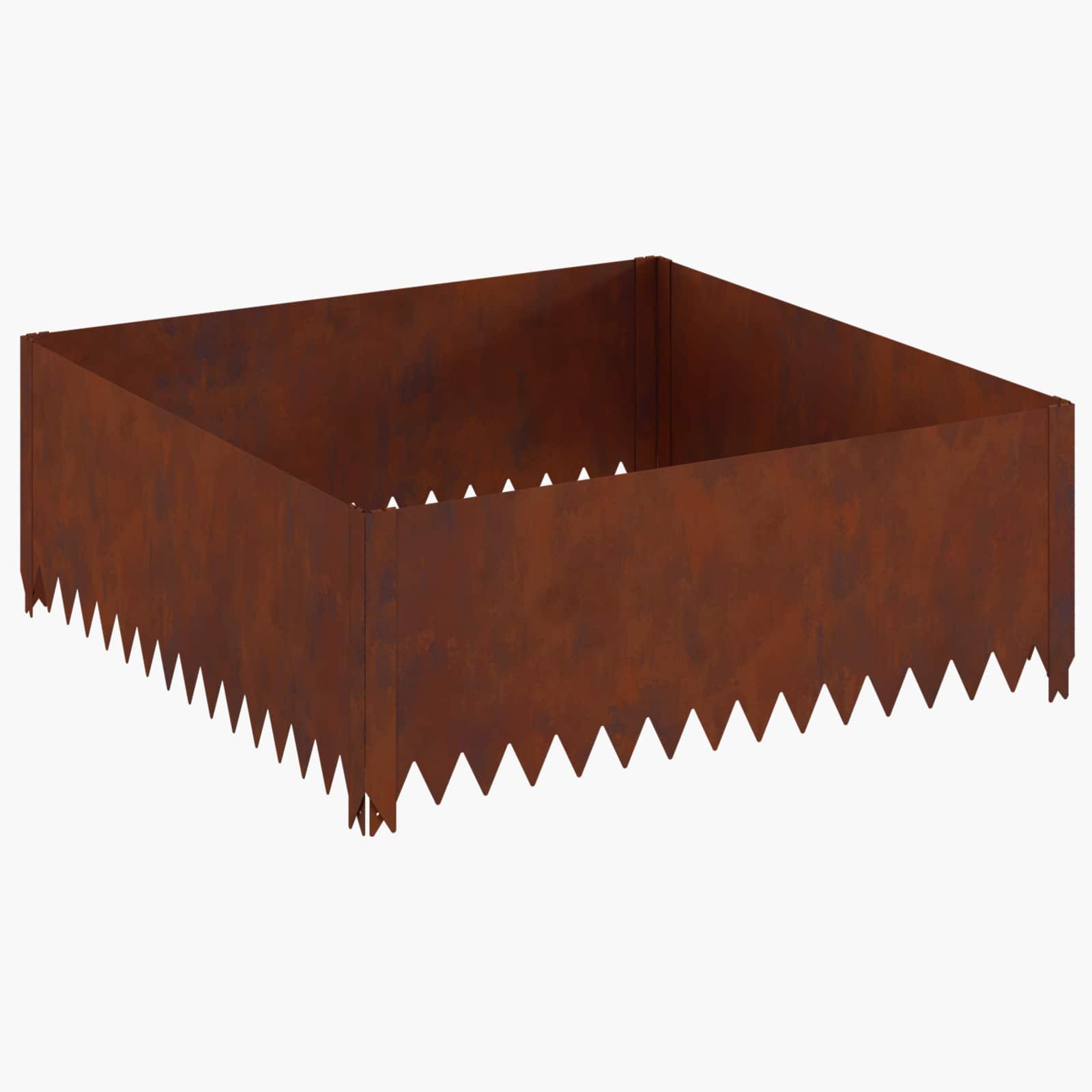 Lawn Edging 4 pcs 100 x 100 x 35 cm Steel Rusty
