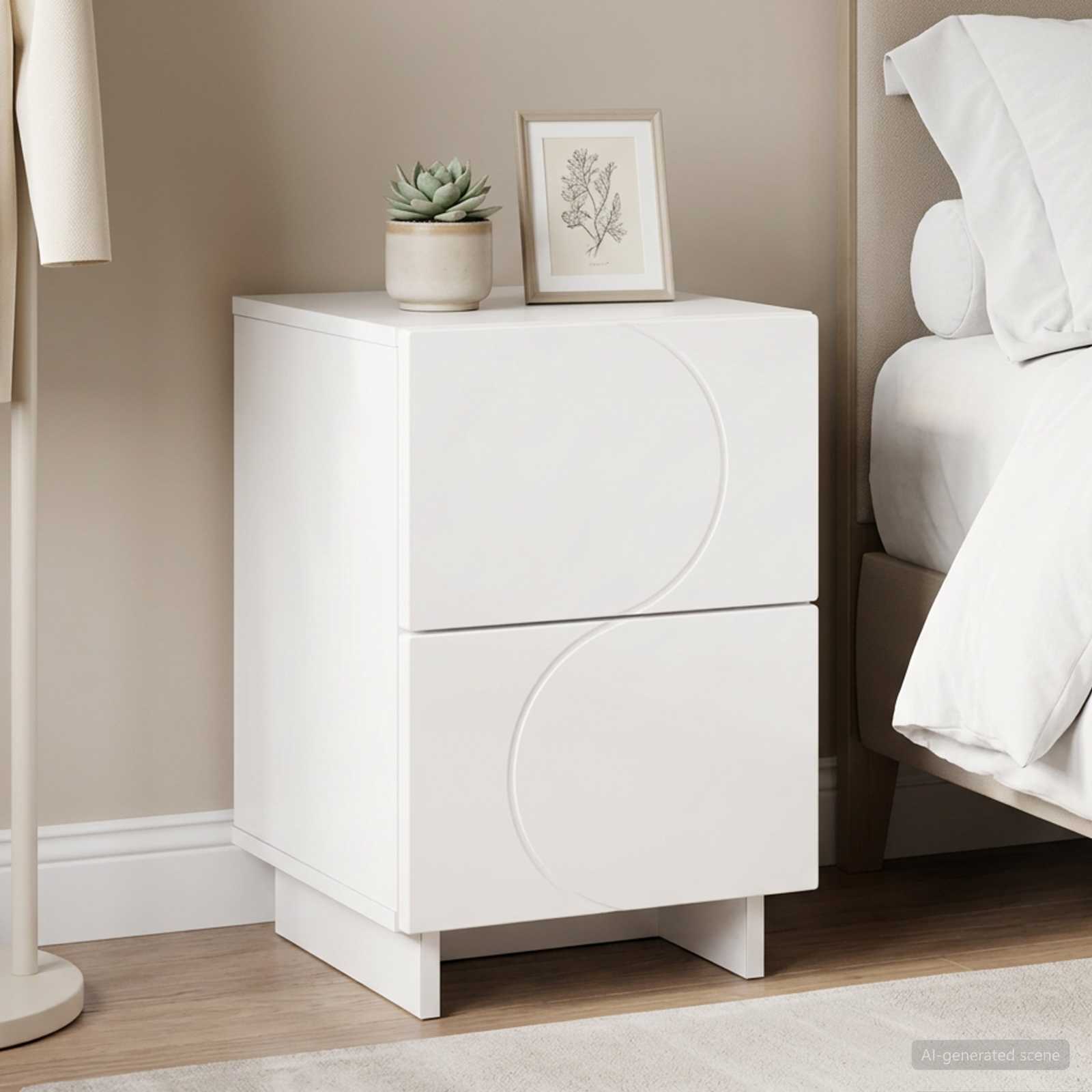 Bedside Cabinet White 33.5 x 34.5 x 50 cm Engineered Wood
