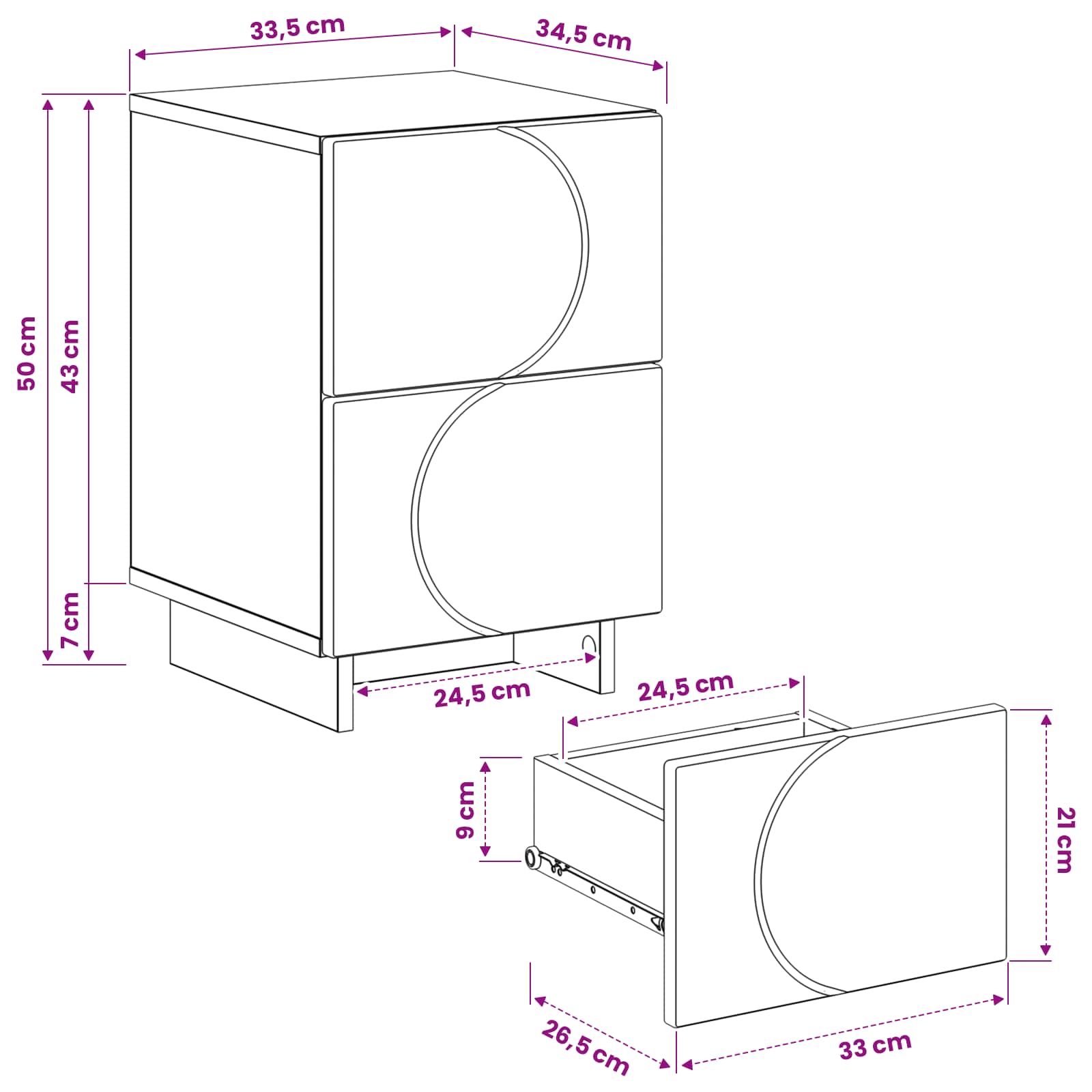 Bedside Cabinet Sonoma Oak 33.5 x 34.5 x 50 cm Engineered Wood