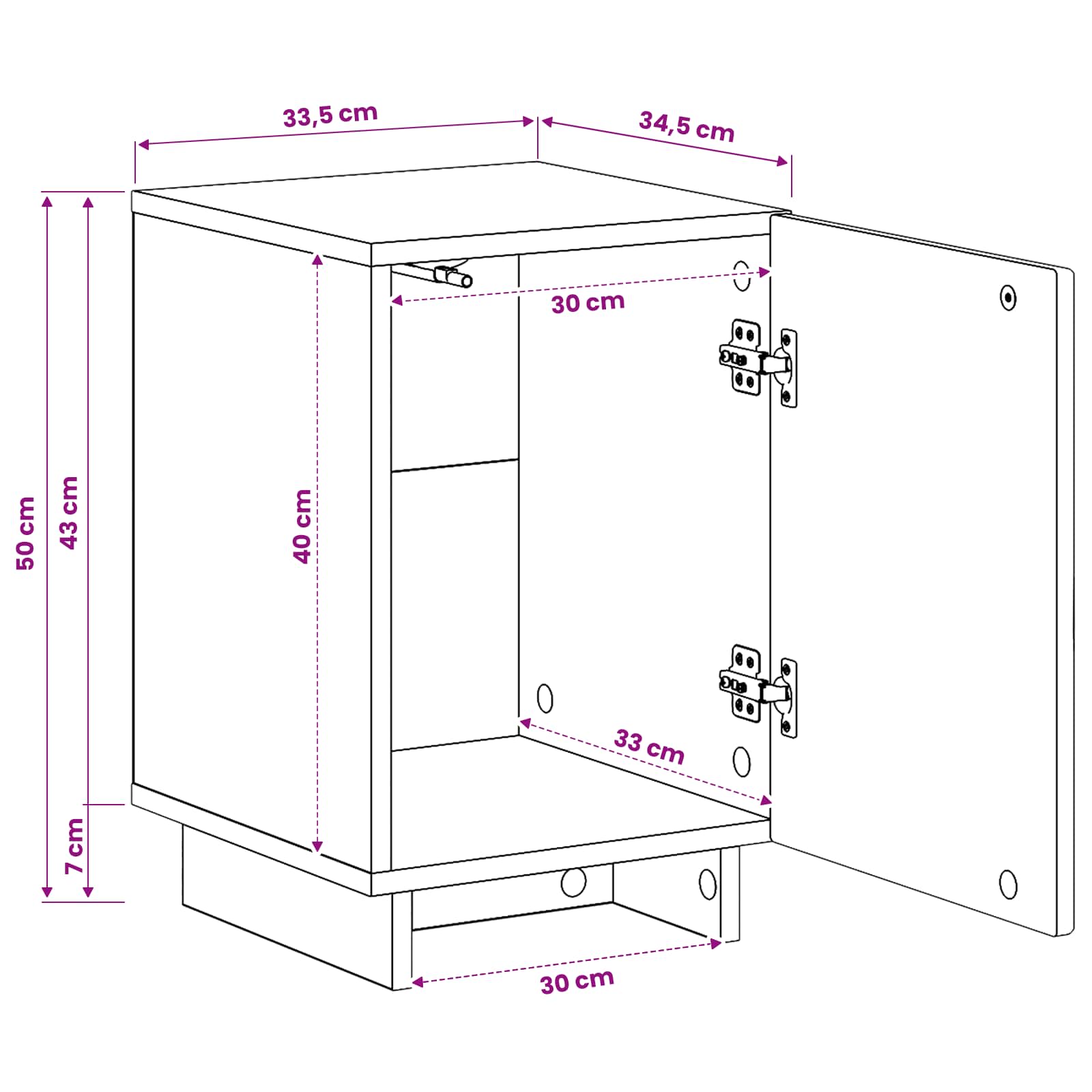 Bedside Cabinet Sonoma Oak 33.5 x 34.5 x 50 cm Engineered Wood