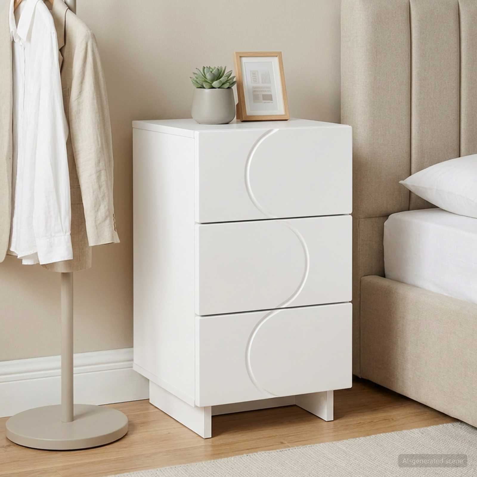 Bedside Cabinet White 33.5 x 34.5 x 60 cm Engineered Wood