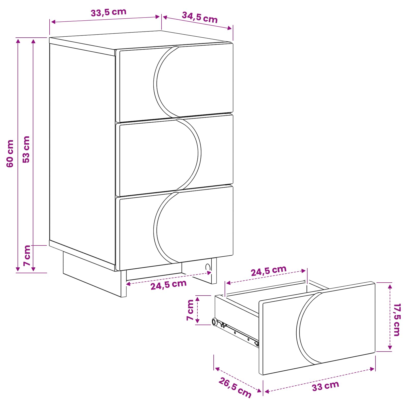 Bedside Cabinet 2 pcs Sonoma Oak 33.5 x 34.5 x 60 cm
