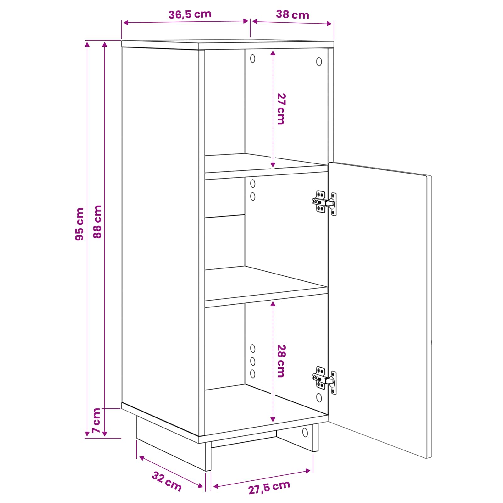 Bathroom cabinet Sonoma Oak 36.5 x 38 x 95 cm Engineered Wood