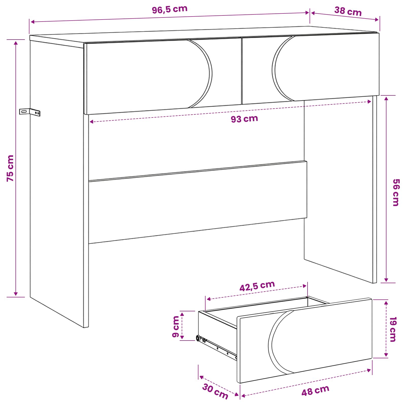 Console Table Sonoma Oak 96.5 x 38 x 75 cm Engineered Wood
