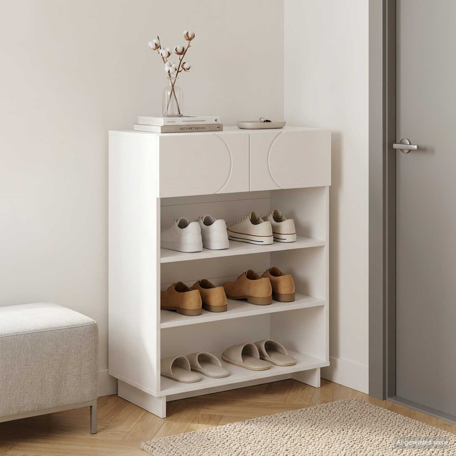 Shoe Cabinet 73 x 38 x 87.5 cm Engineered wood White
