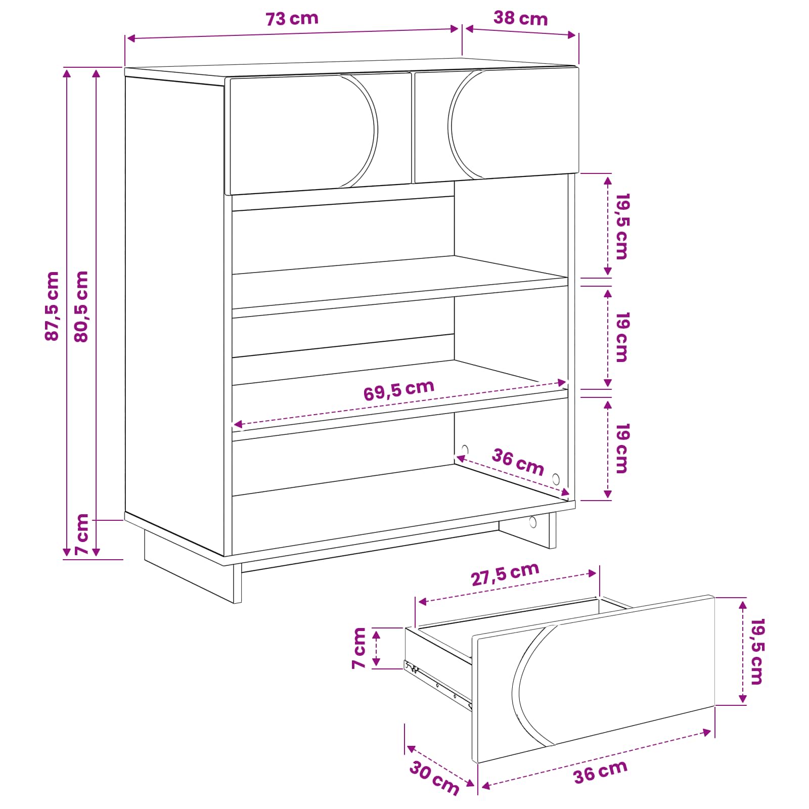 Shoe Cabinet 73 x 38 x 87.5 cm Engineered Wood Sonoma Oak