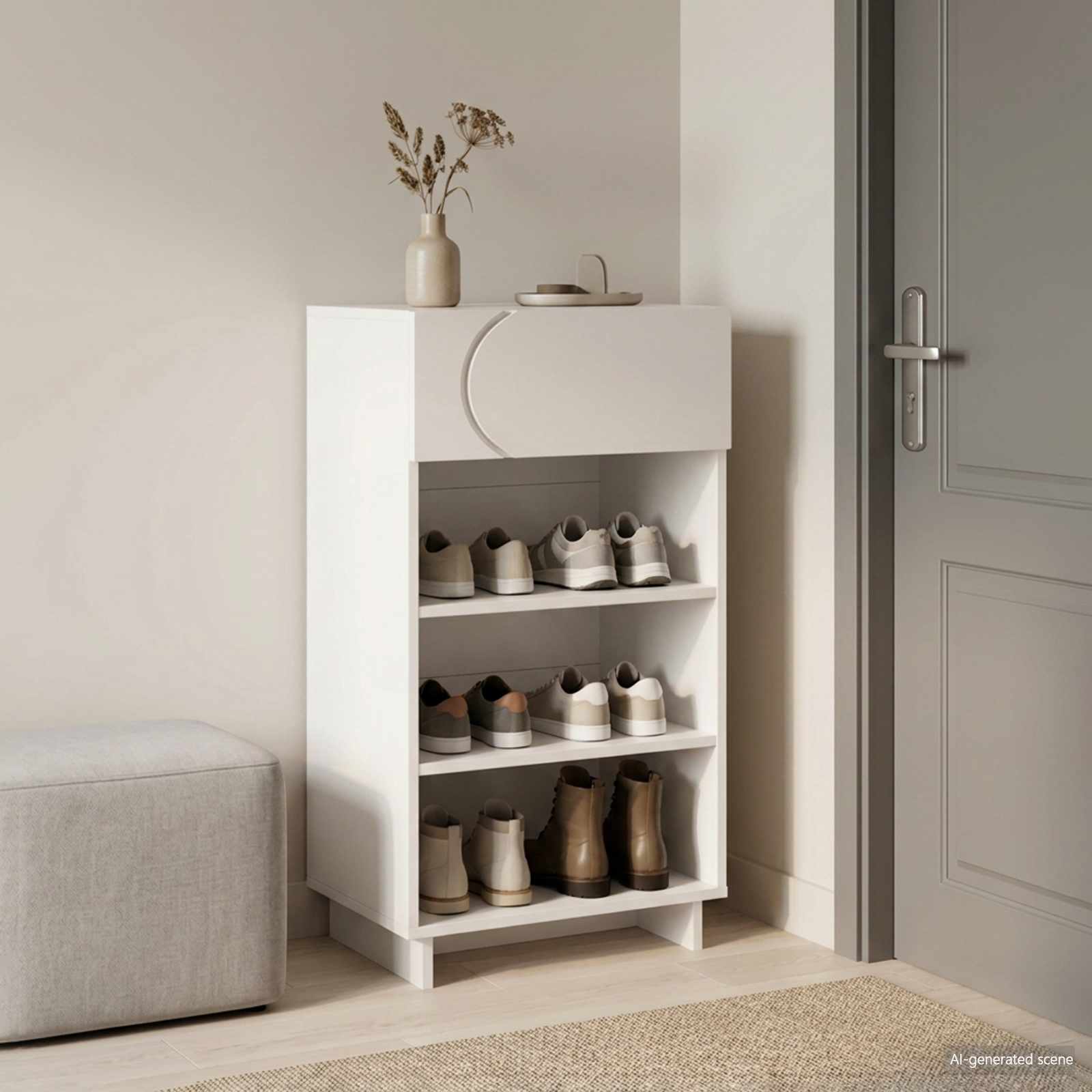 Shoe cabinet 48 x 38 x 87.5 cm Engineered wood White