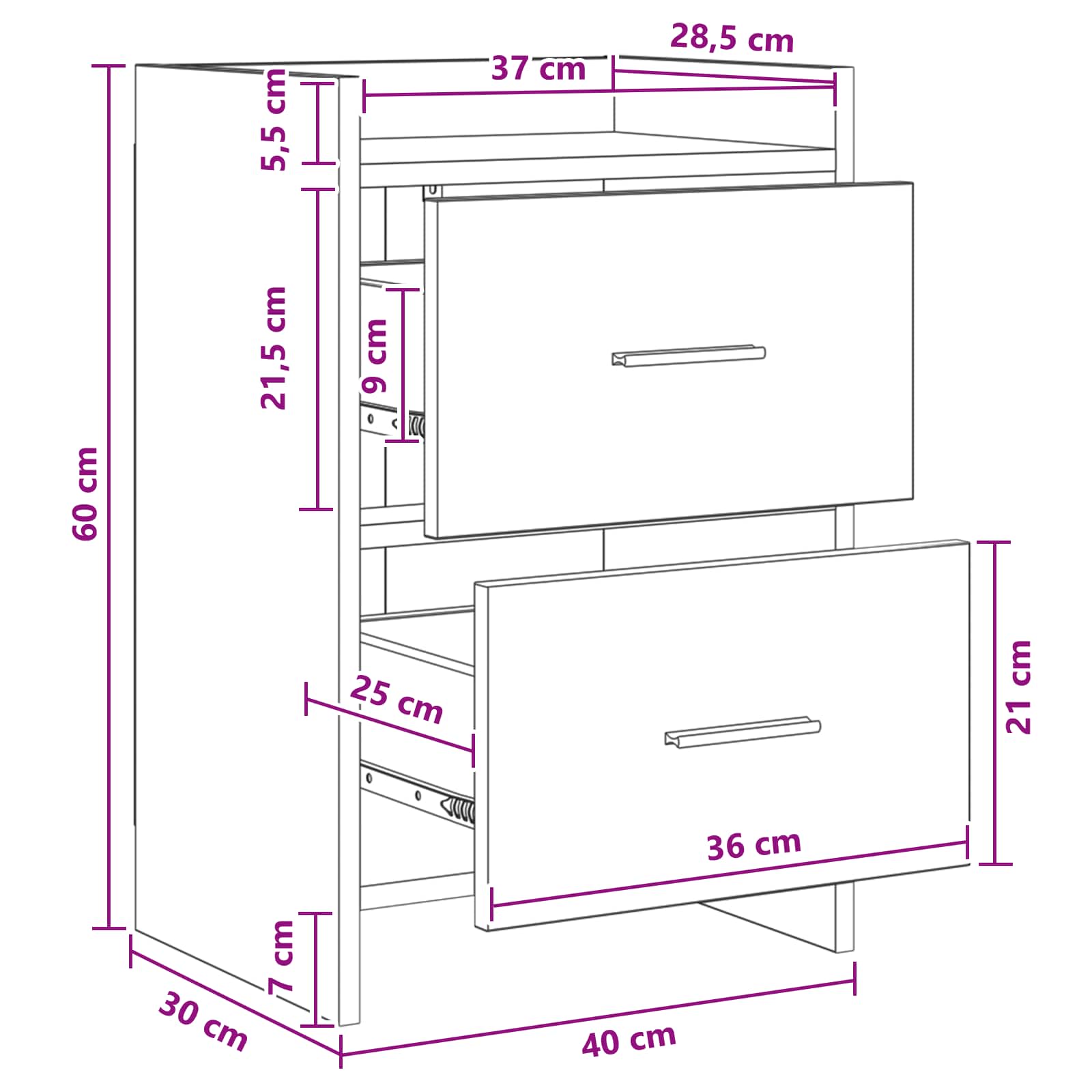 Bedside Tables White 40 x 30 x 60 cm Engineered Wood