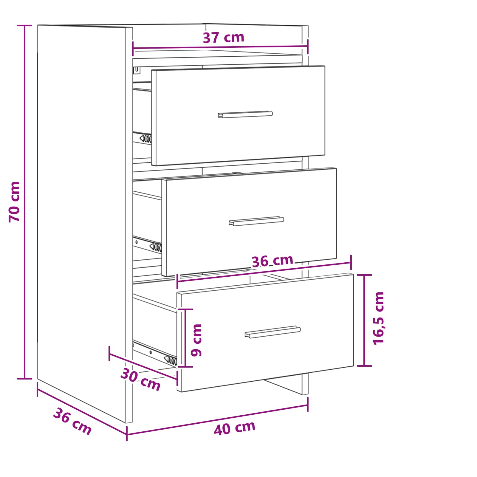 Bedside Tables White 40 x 36 x 70 cm Engineered Wood