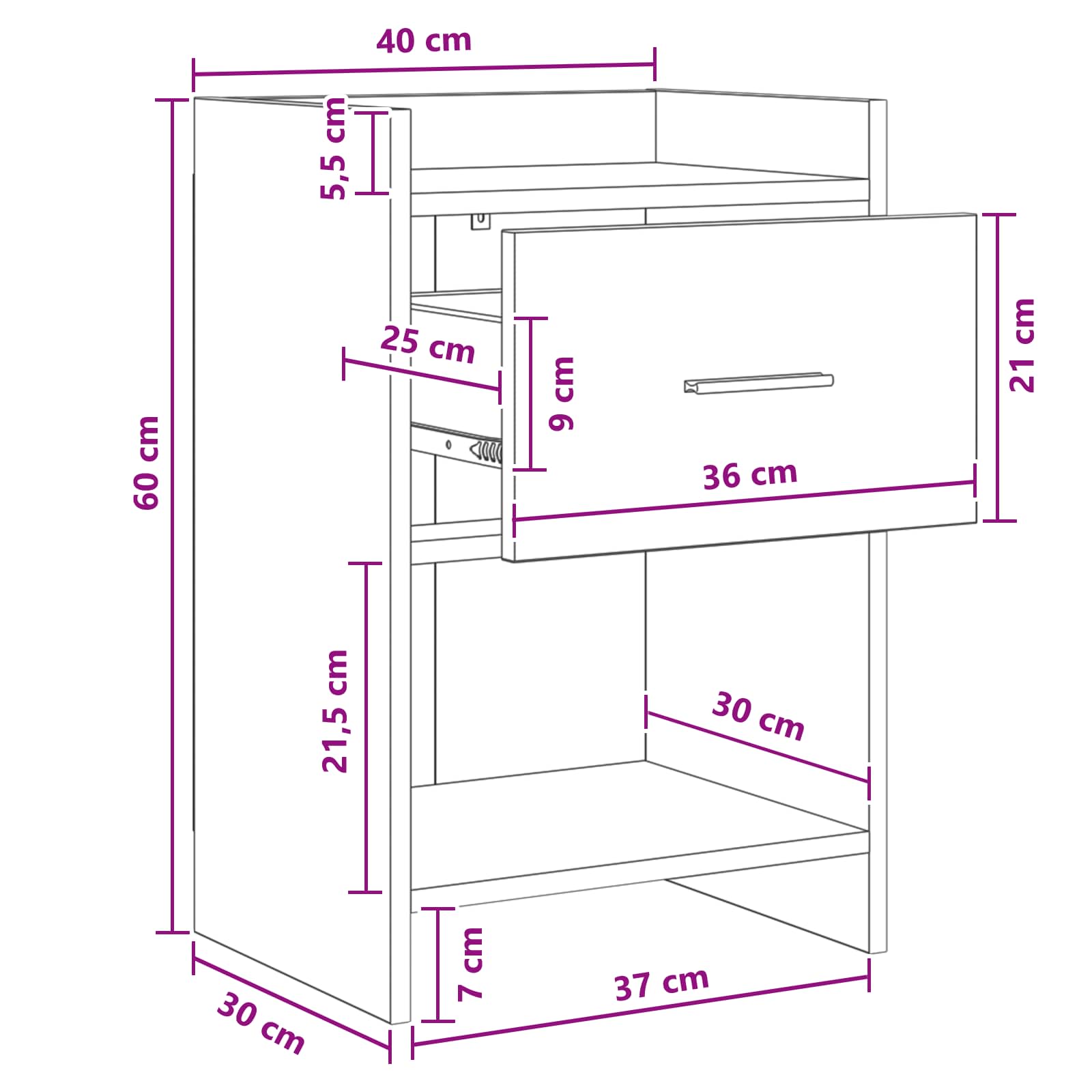 Bedside Tables White 40 x 36 x 60 cm Engineered Wood