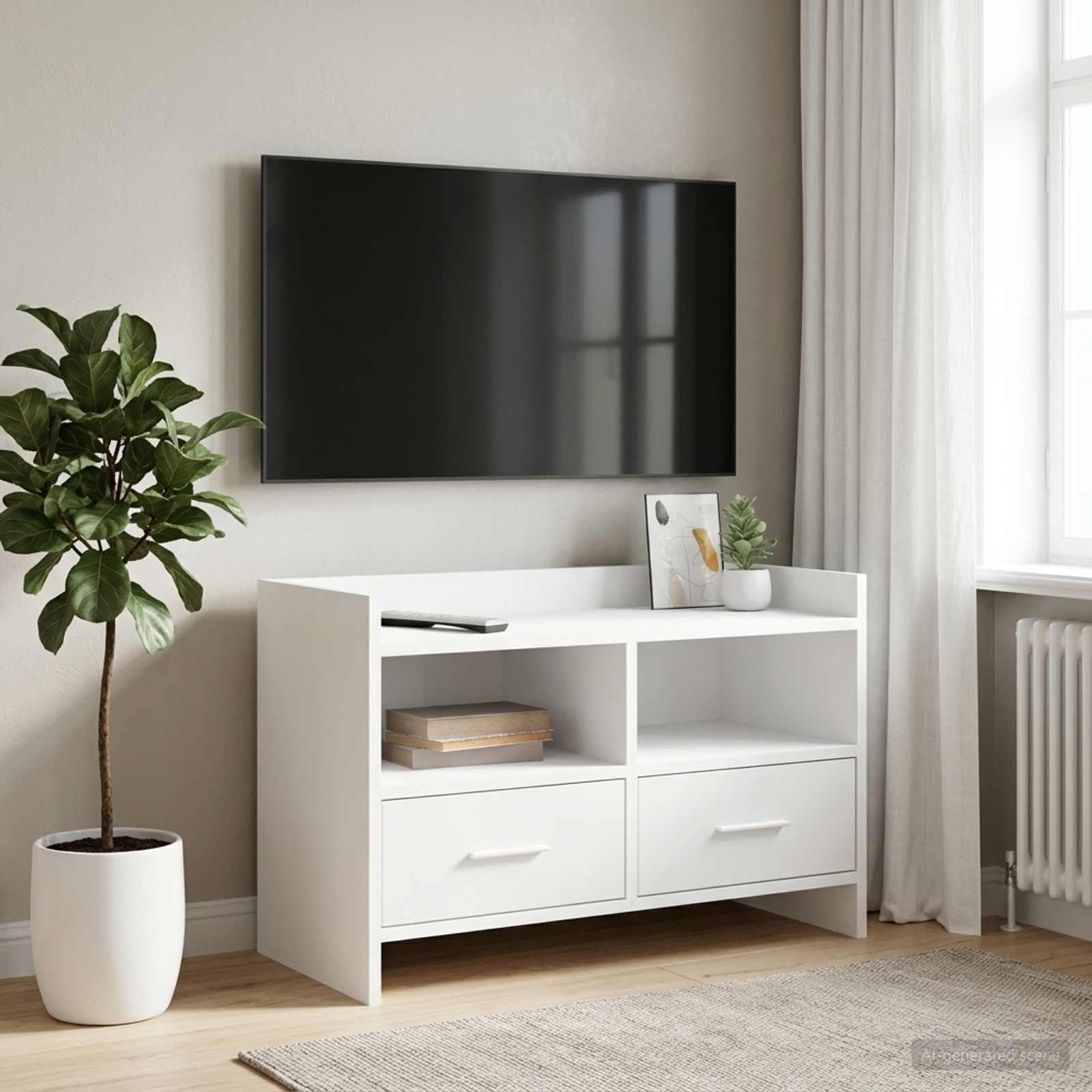 TV Cabinet 71.5 x 33 x 47 cm White Engineered Wood