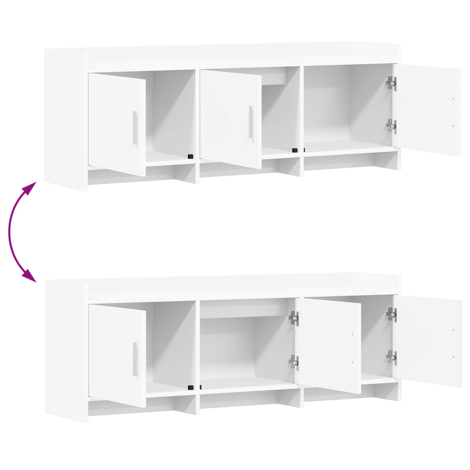 TV Cabinet 130 x 33 x 47 cm White Engineered Wood