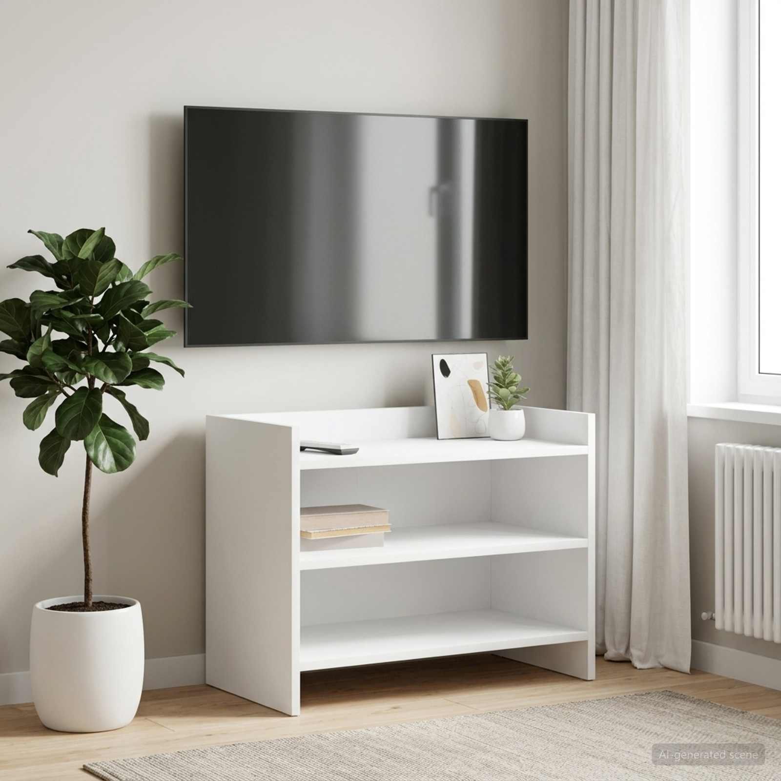 TV Cabinet 60 x 33 x 47 cm White Engineered Wood