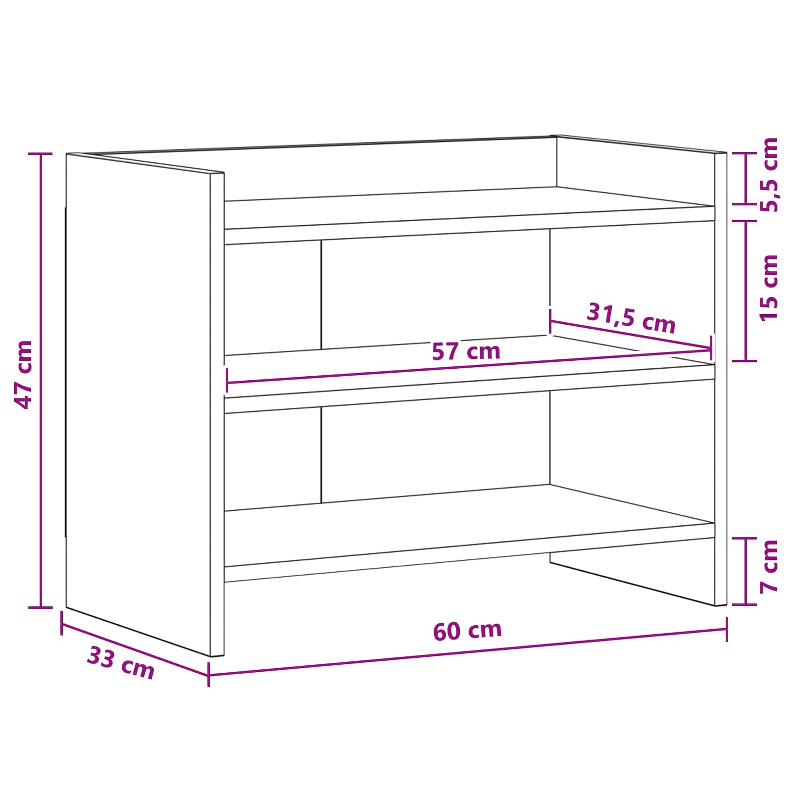 TV Cabinet 60 x 33 x 47 cm White Engineered Wood