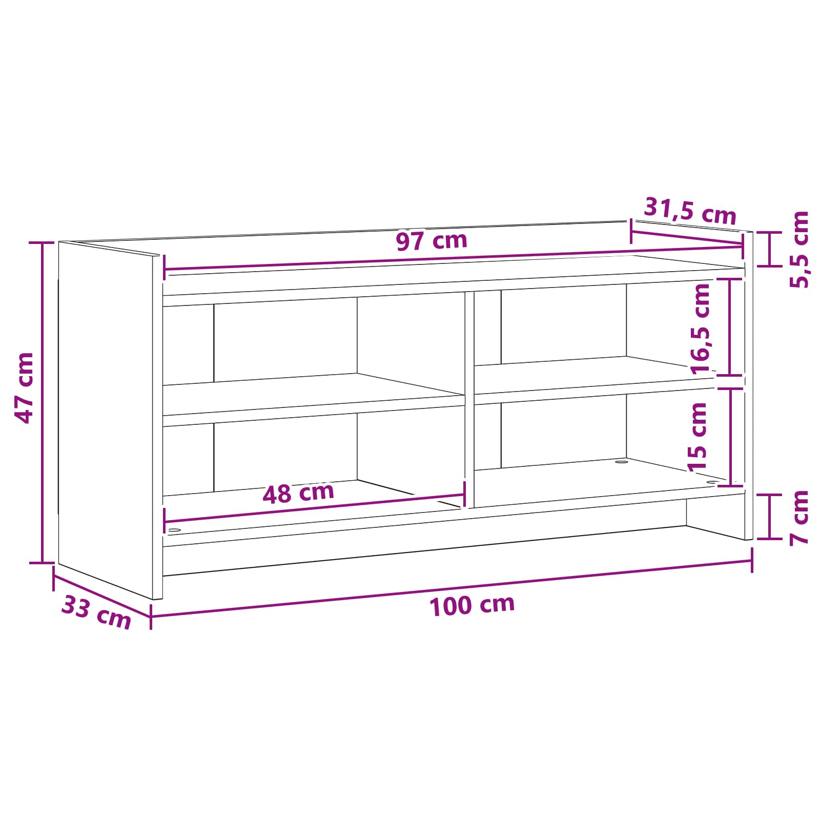 TV Cabinet 100 x 33 x 47 cm Sonoma Oak Engineered Wood