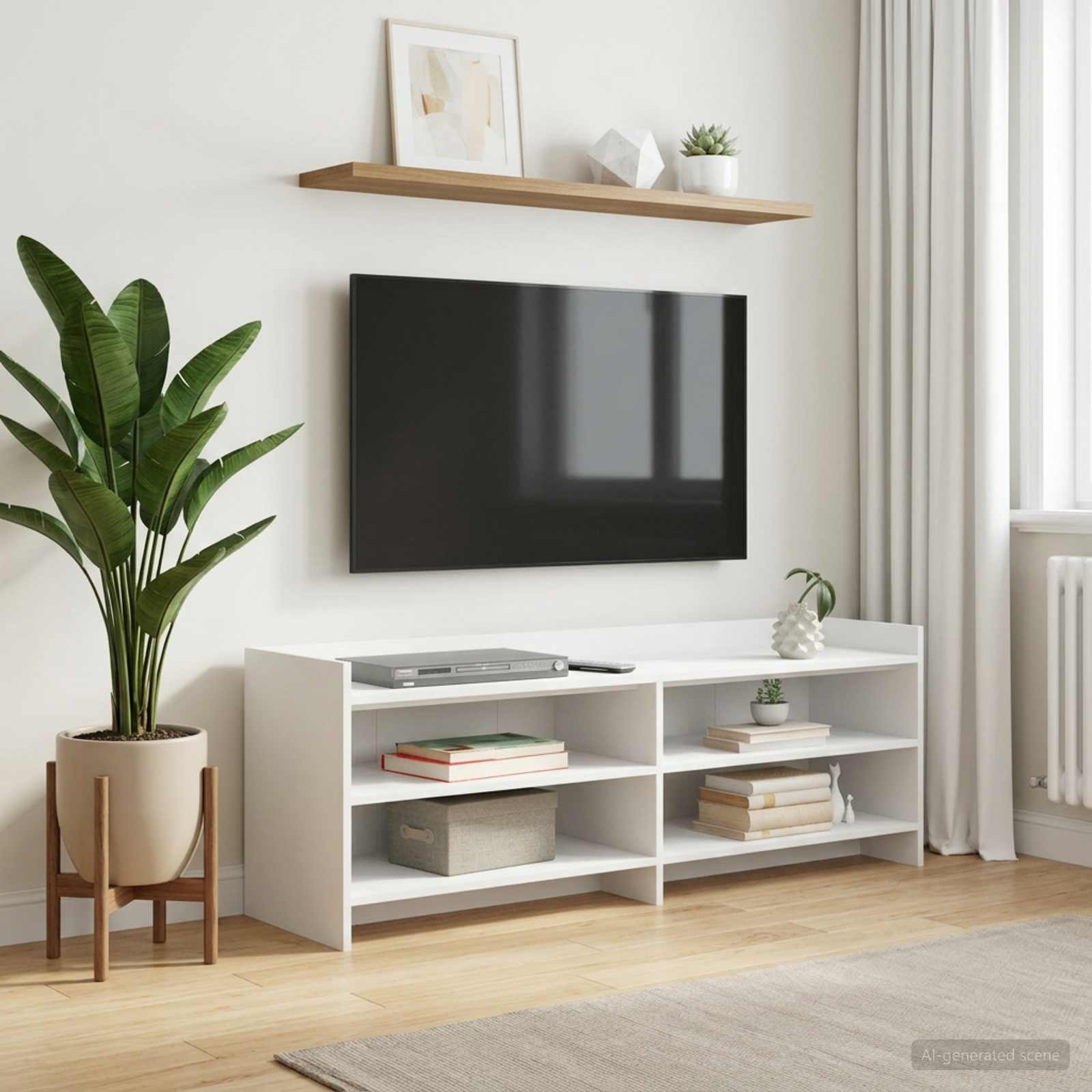 TV Cabinet 135 x 33 x 47 cm White Engineered Wood