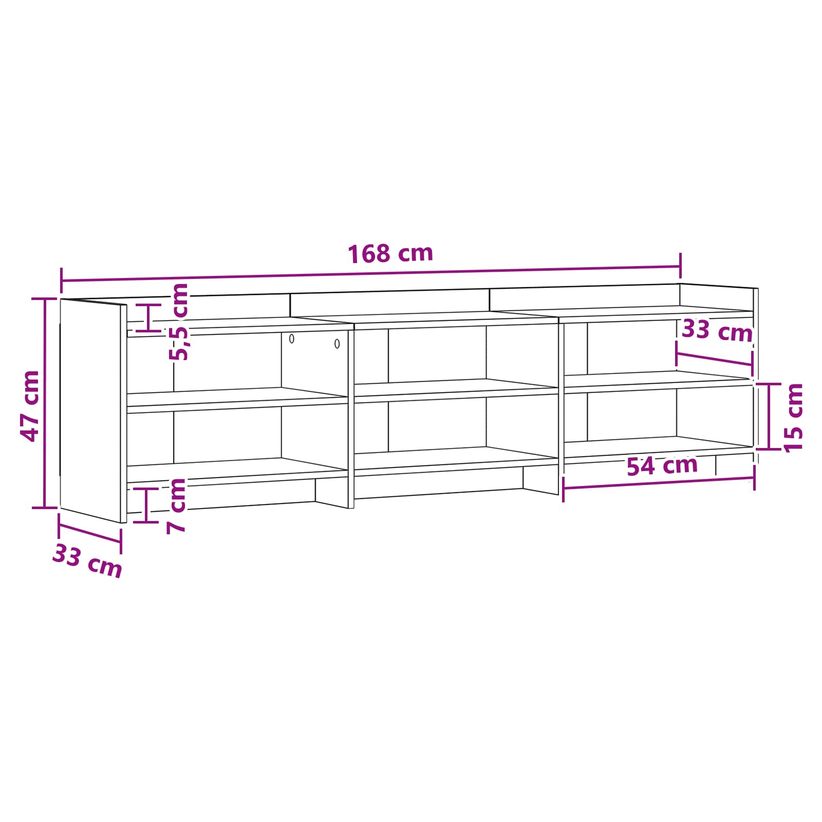 TV Cabinet 168 x 33 x 47 cm White Engineered Wood