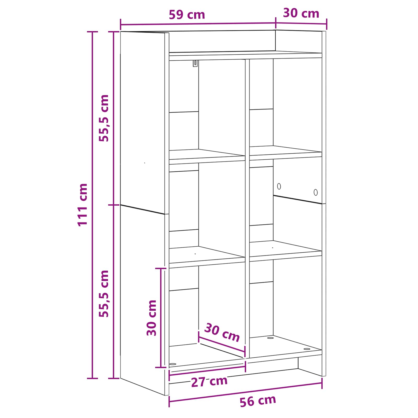 Bookcase Sonoma Oak 59 x 30 x 111 cm Engineered Wood