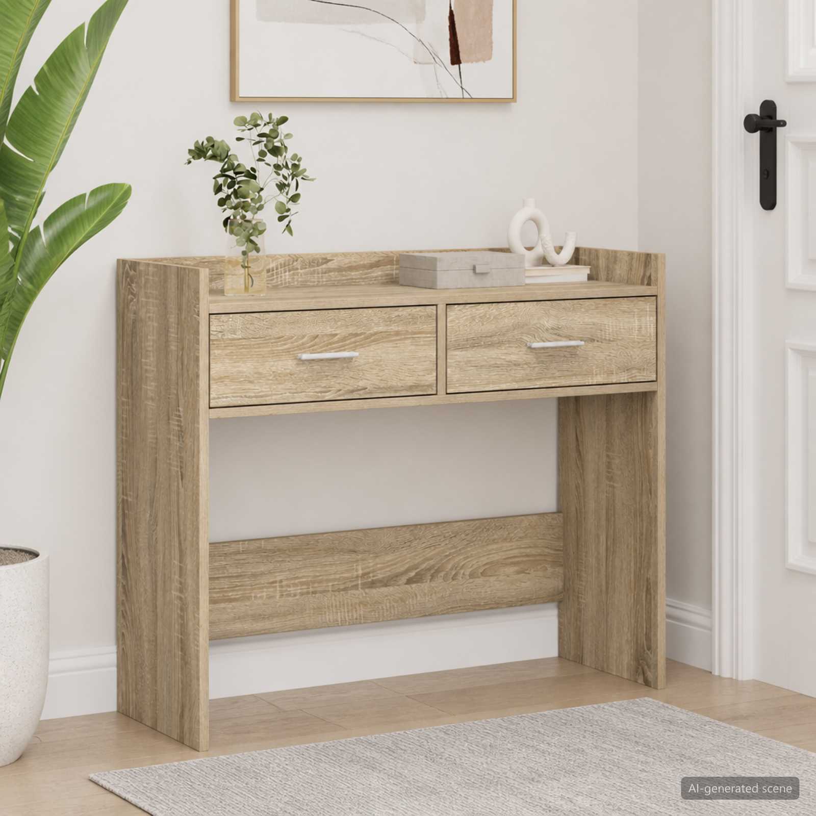 Console Table Sonoma Oak 90 x 35 x 80 cm Engineered Wood