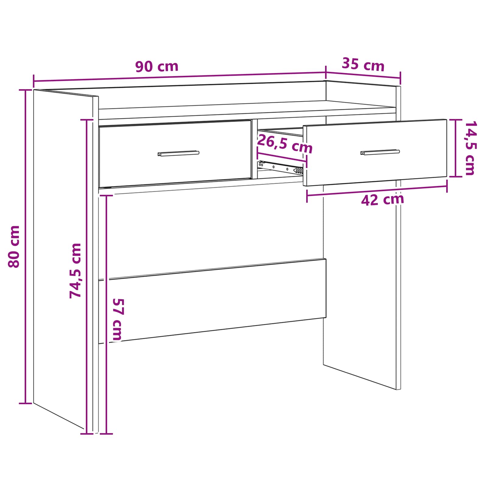 Console Table Sonoma Oak 90 x 35 x 80 cm Engineered Wood