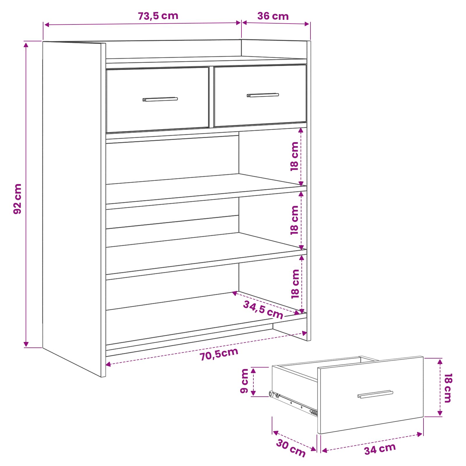 Shoe Cabinet 73.5 x 36 x 92 cm Engineered Wood Sonoma Oak