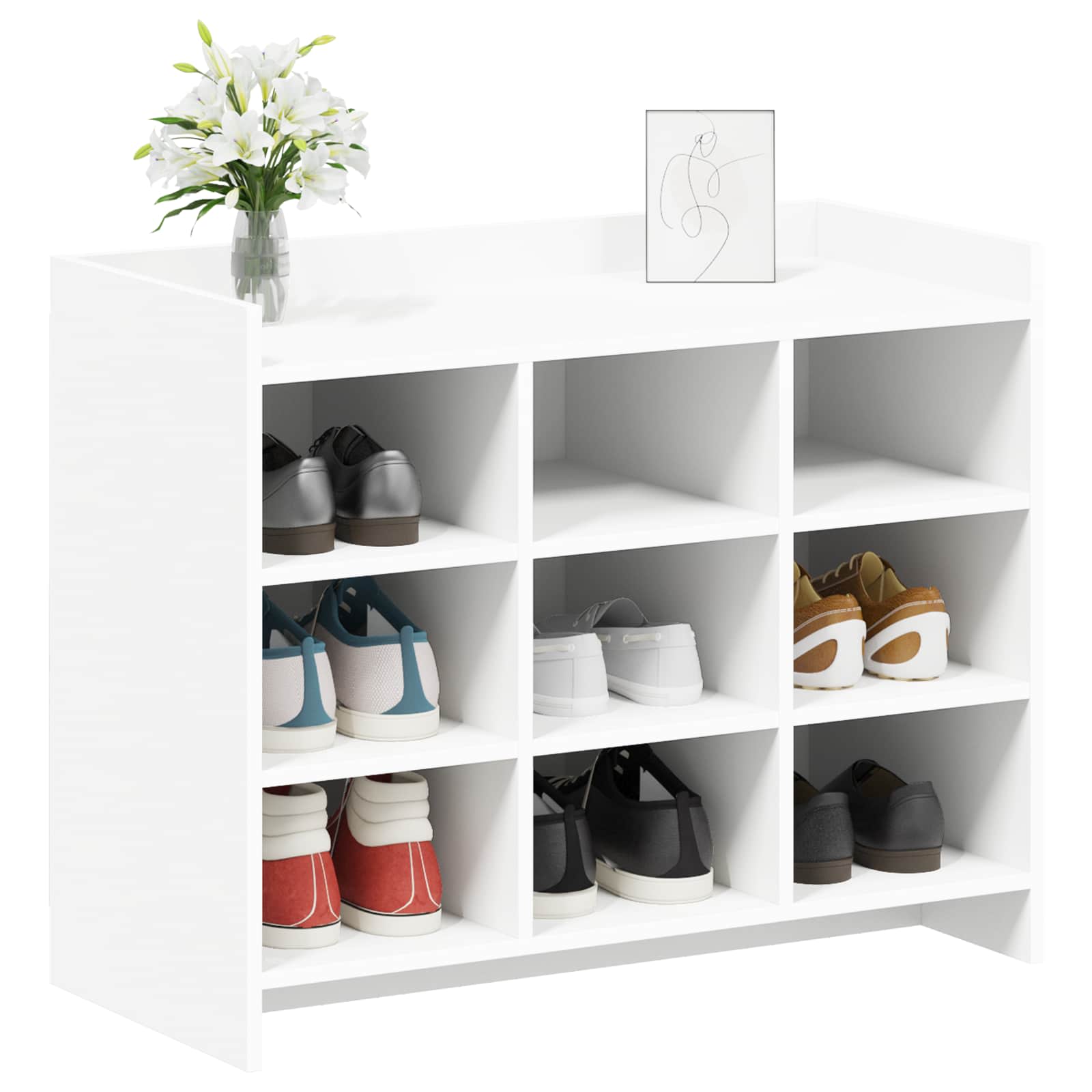 Shoe Cabinet White 85 x 39.5 x 70 cm Engineered Wood