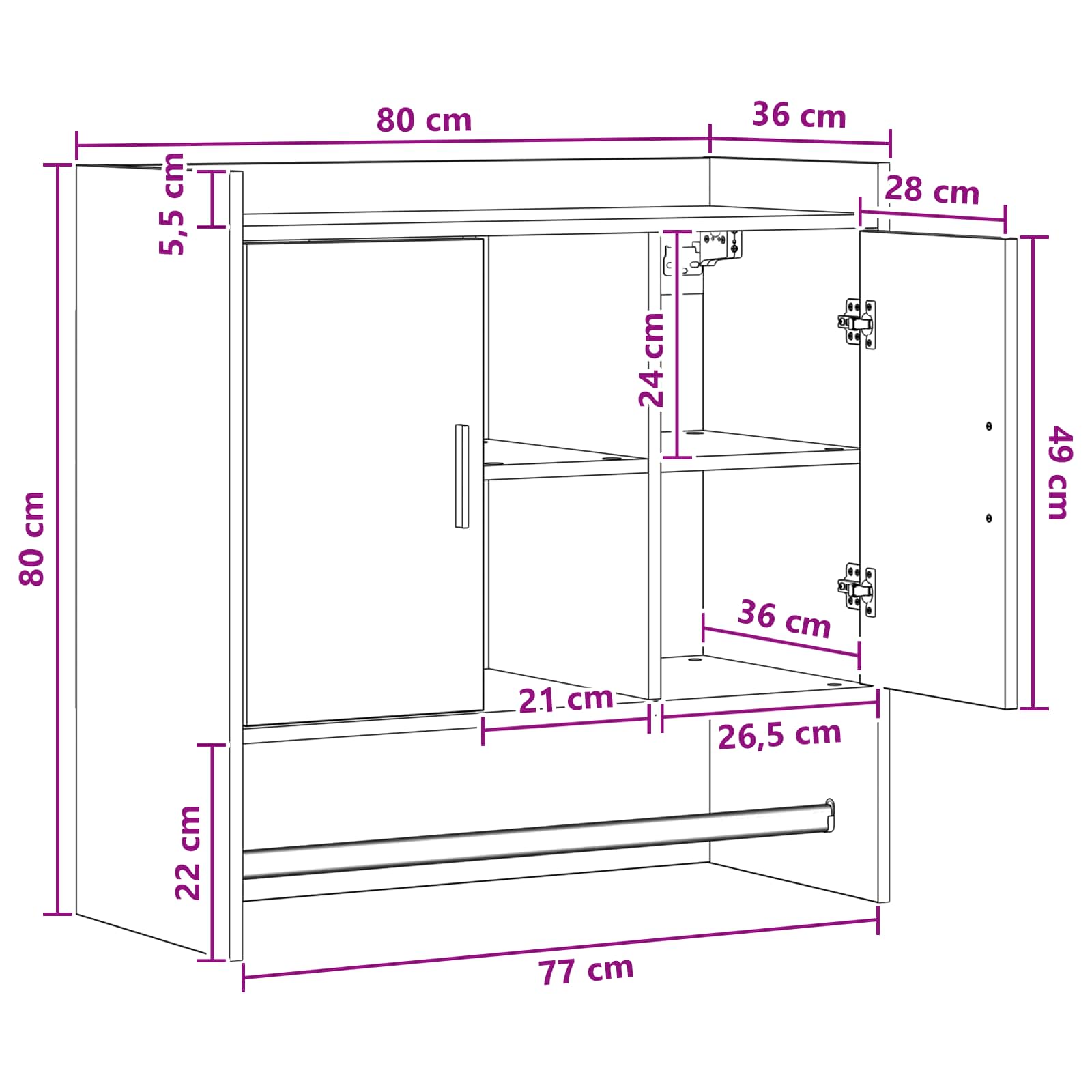 Wall Shelf Wall-Mounted Sonoma Oak 80 x 36 x 80 cm