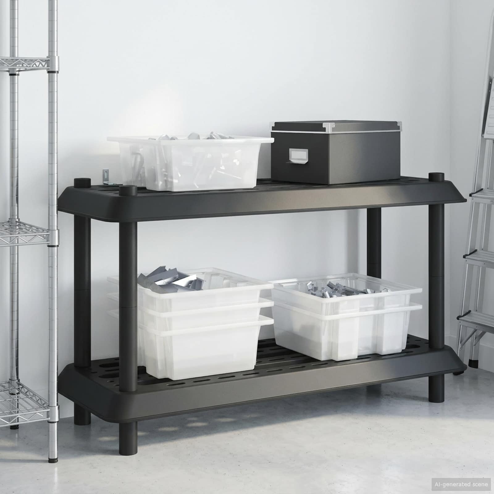 Shelving Unit 2-Tier 100 x 40 x 55.5 cm PP Anthracite